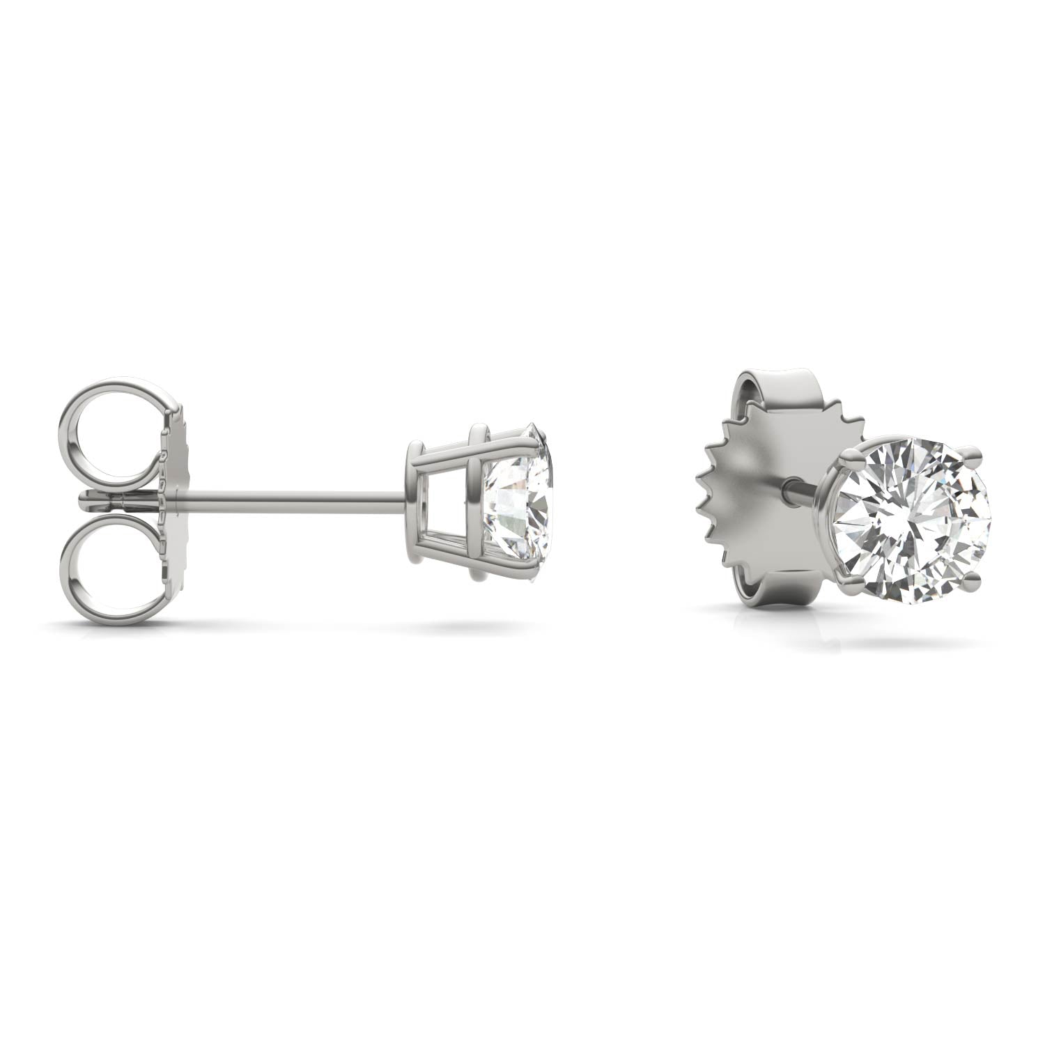 1.20 CTW DEW Round Forever One™ Moissanite Four Prong Stud Earrings