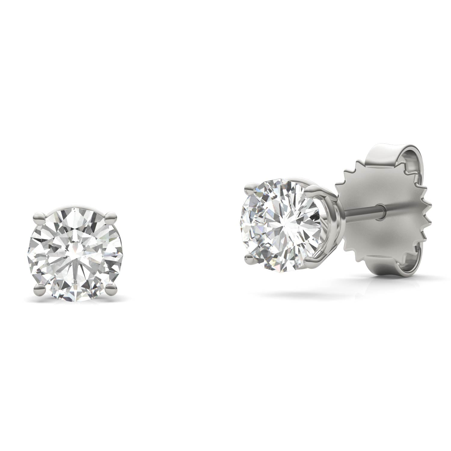 1.20 CTW DEW Round Forever One™ Moissanite Four Prong Stud Earrings