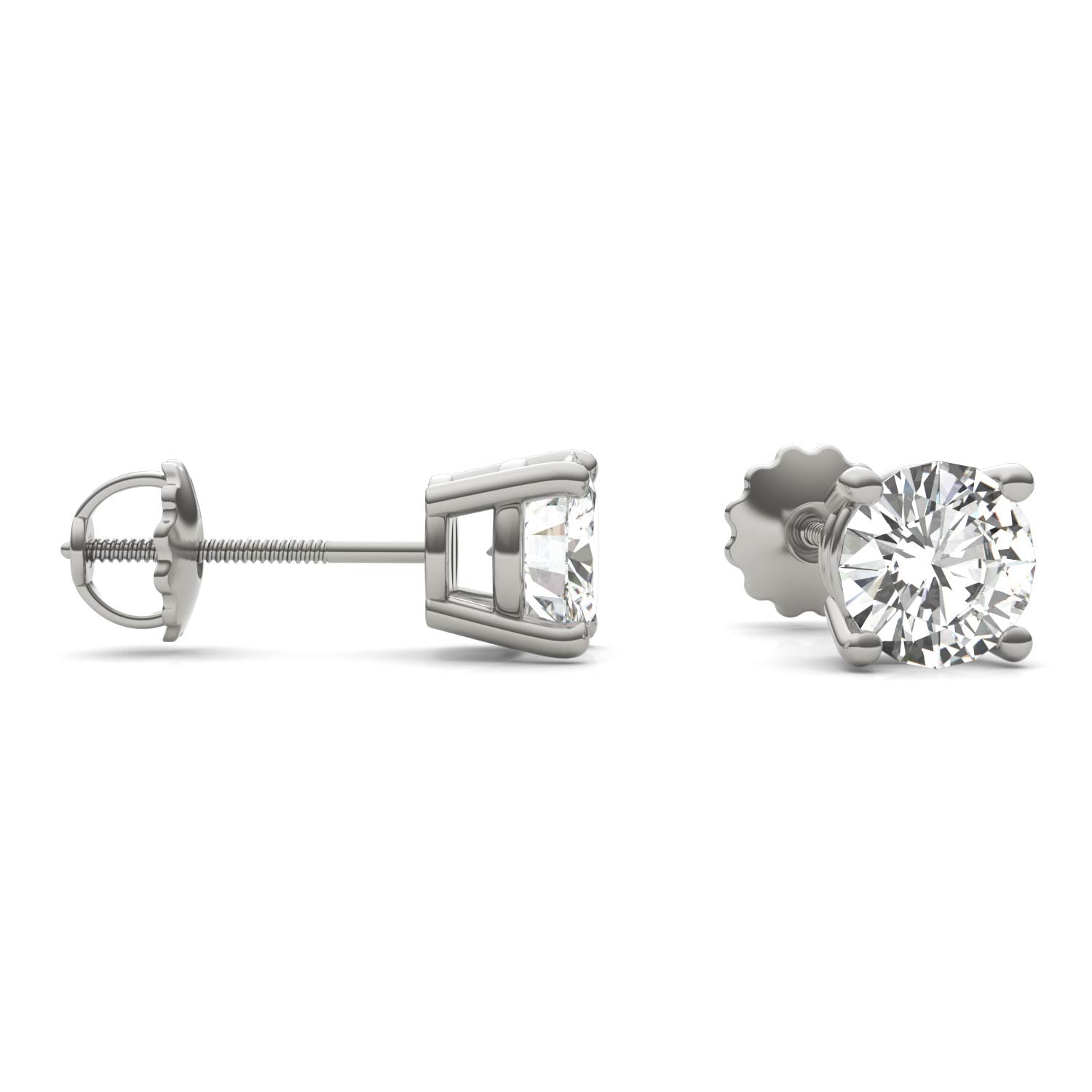 2.00 CTW DEW Round Forever One™ Moissanite Four Prong Stud Earrings