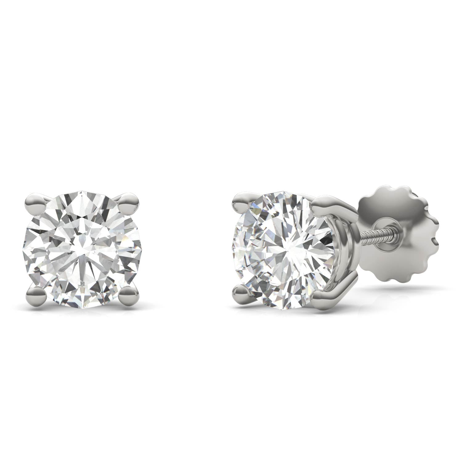 2.00 CTW DEW Round Forever One™ Moissanite Four Prong Stud Earrings