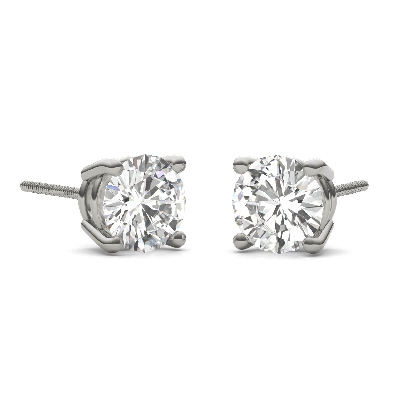 2.00 CTW DEW Round Forever One™ Moissanite Four Prong Stud Earrings