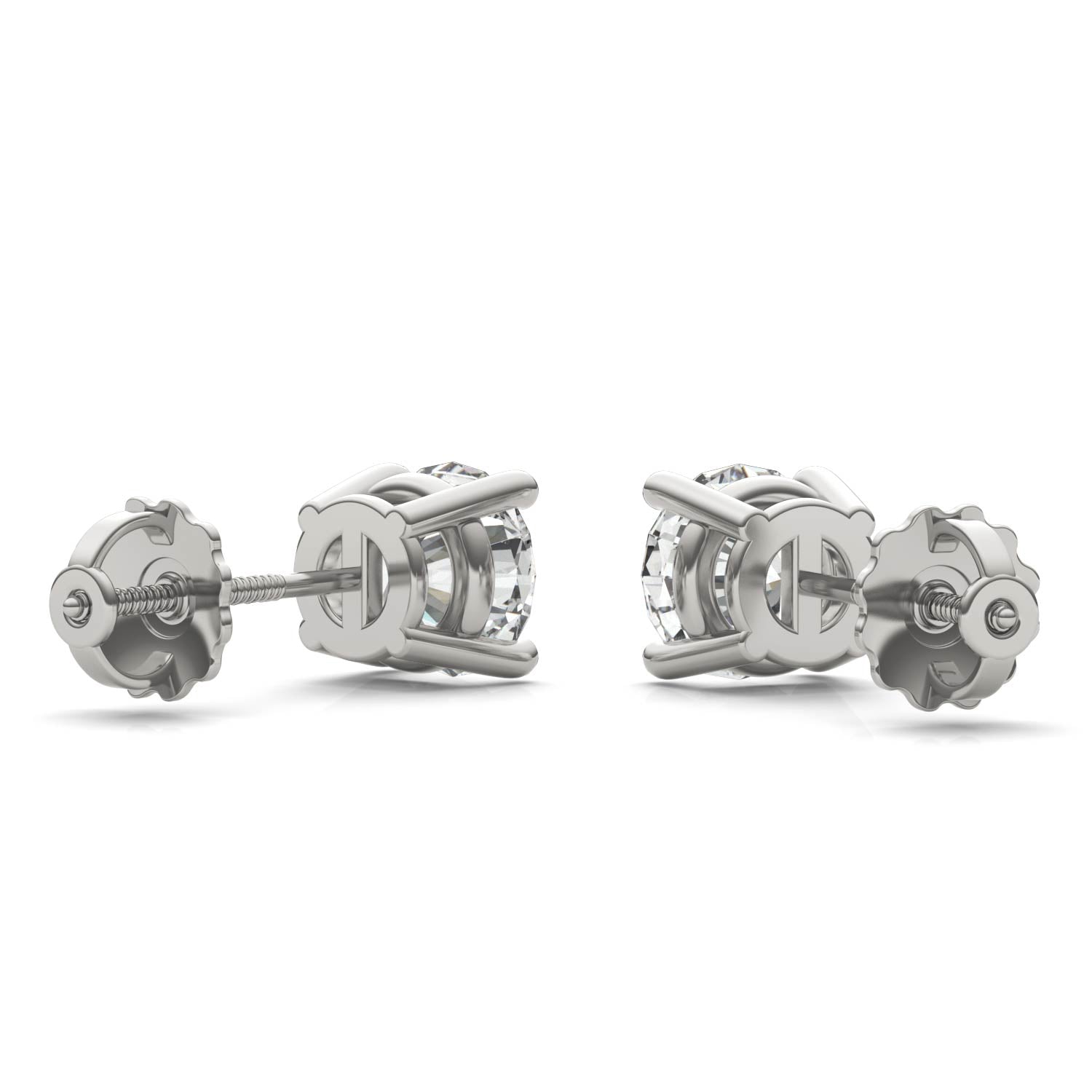 2.00 CTW DEW Round Forever One™ Moissanite Four Prong Stud Earrings
