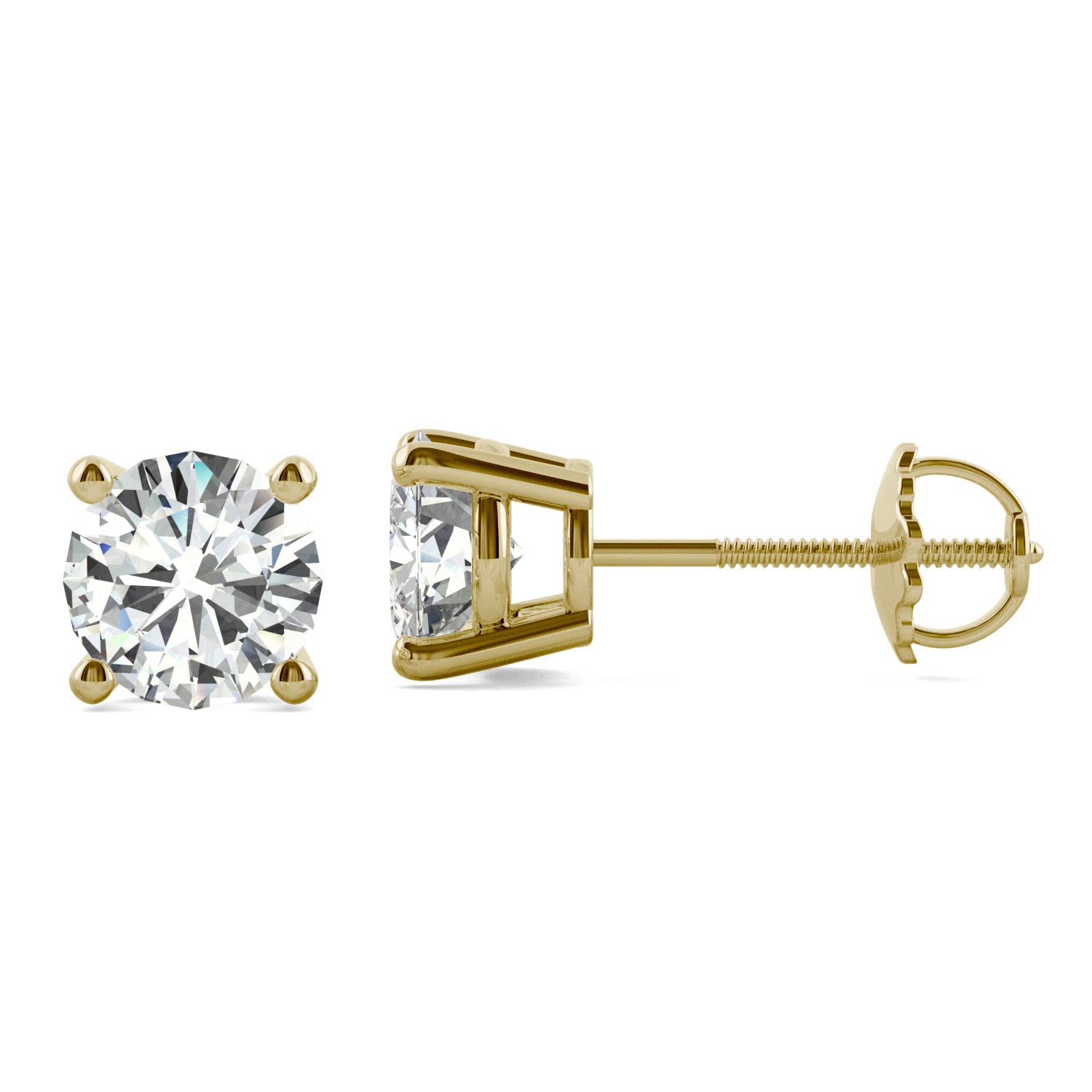 2.00 CTW DEW Round Forever One™ Moissanite Four Prong Stud Earrings