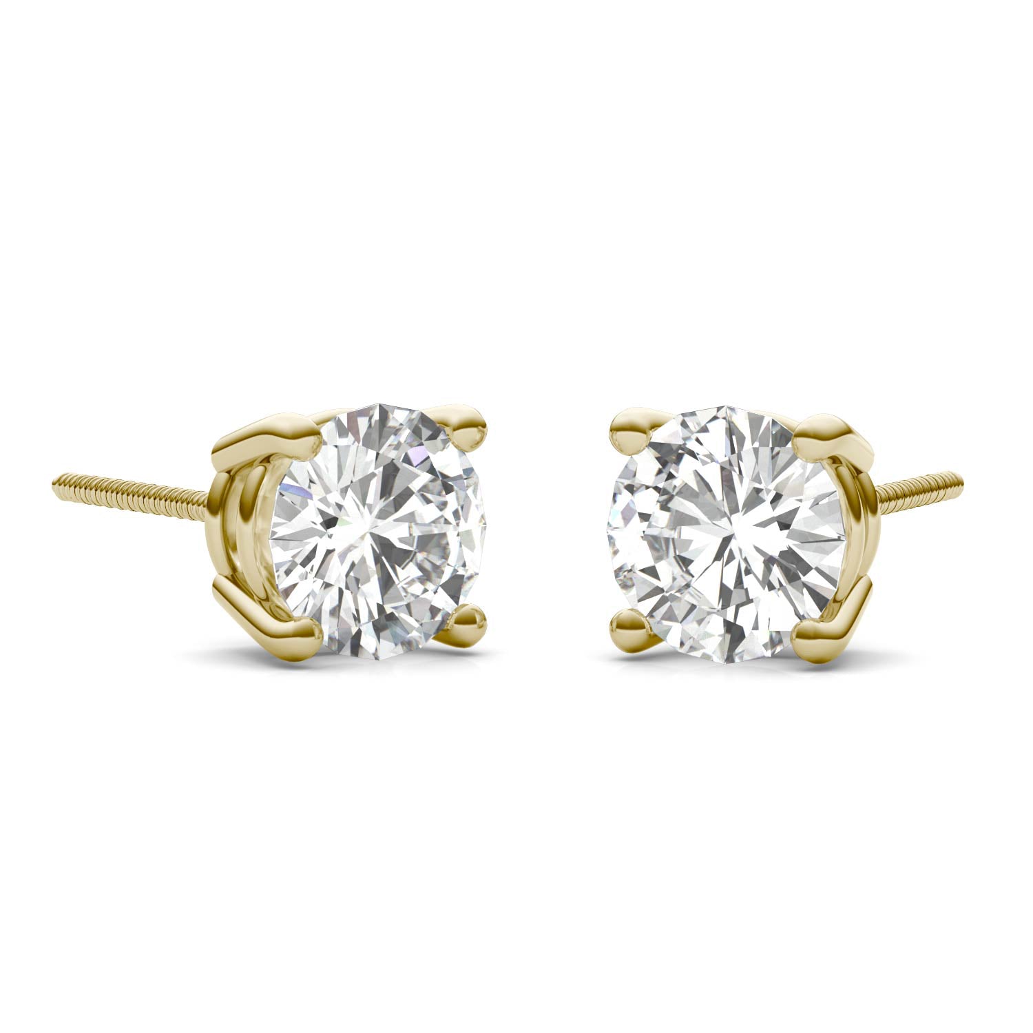 2.00 CTW DEW Round Forever One™ Moissanite Four Prong Stud Earrings