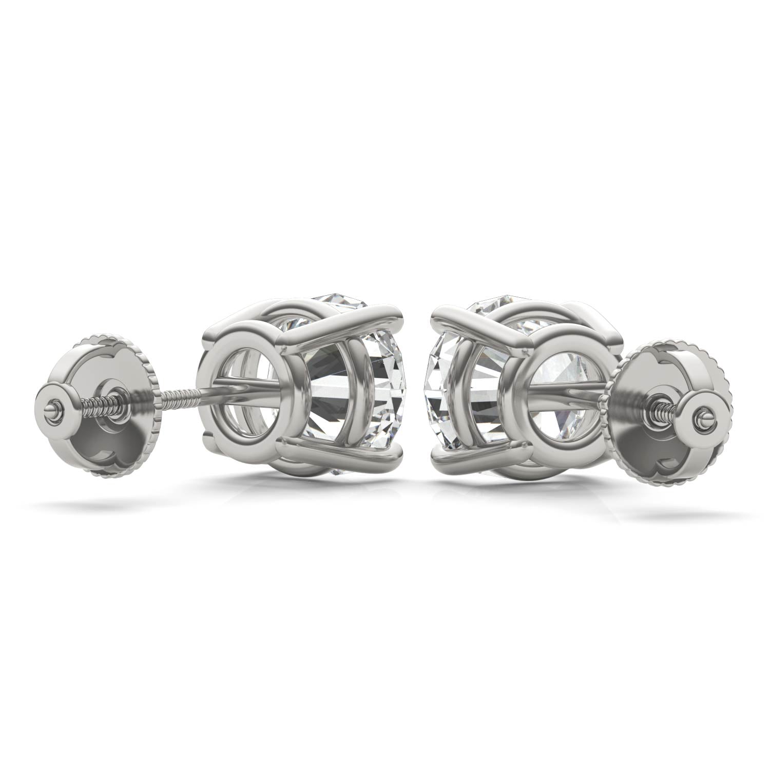 3.80 CTW DEW Round Forever One™ Moissanite Four Prong Stud Earrings