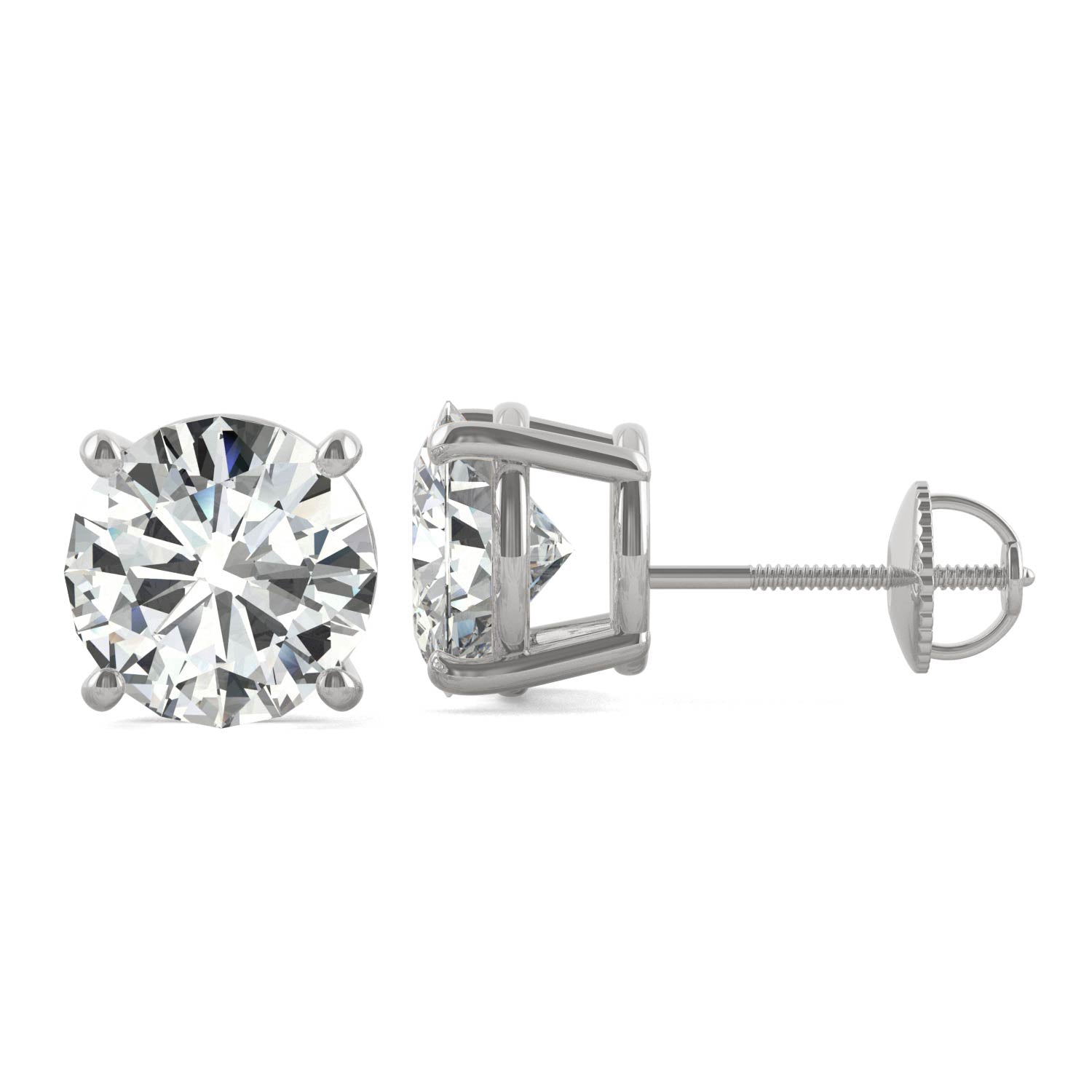 5.40 CTW DEW Round Forever One™ Moissanite Four Prong Stud Earrings