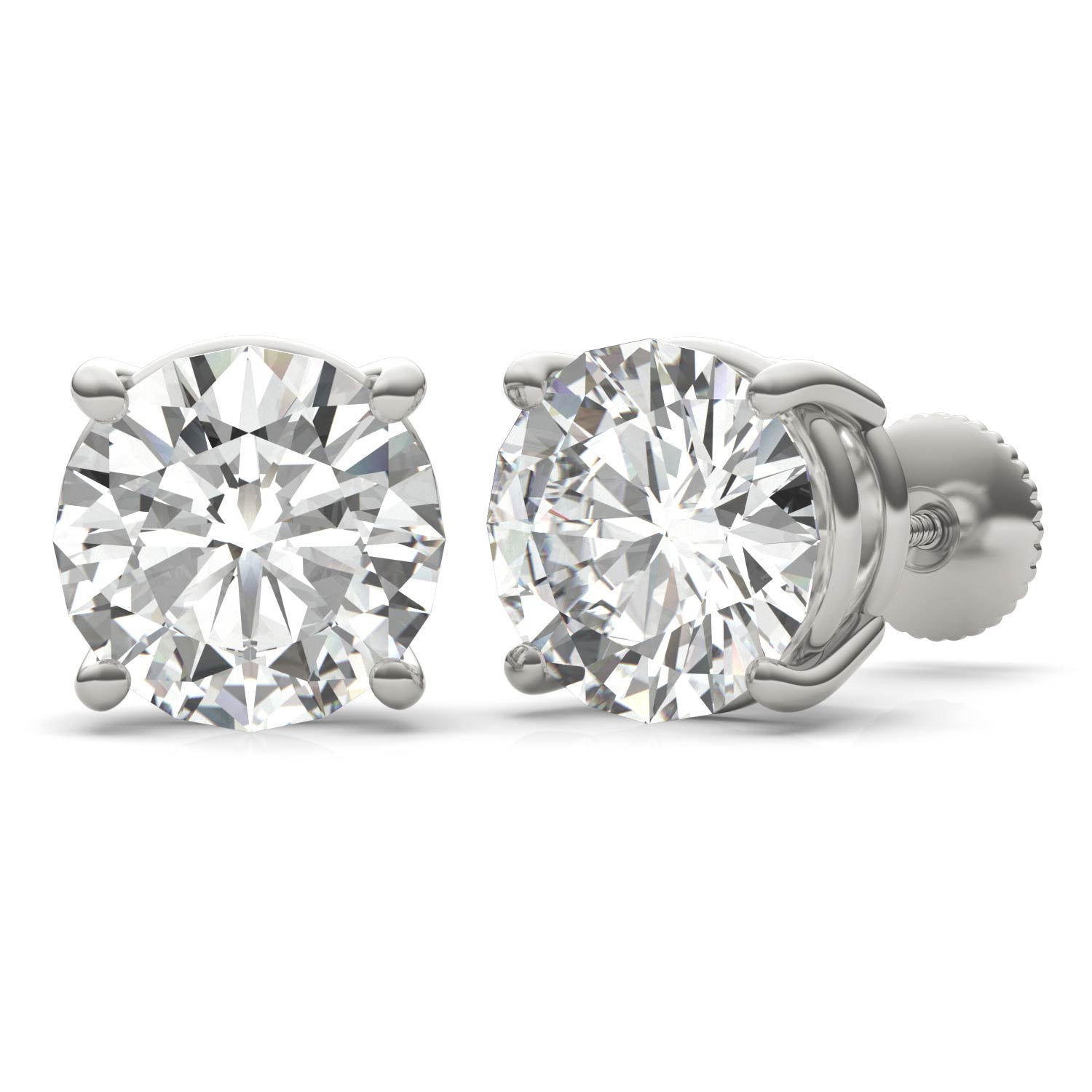 5.40 CTW DEW Round Forever One™ Moissanite Four Prong Stud Earrings