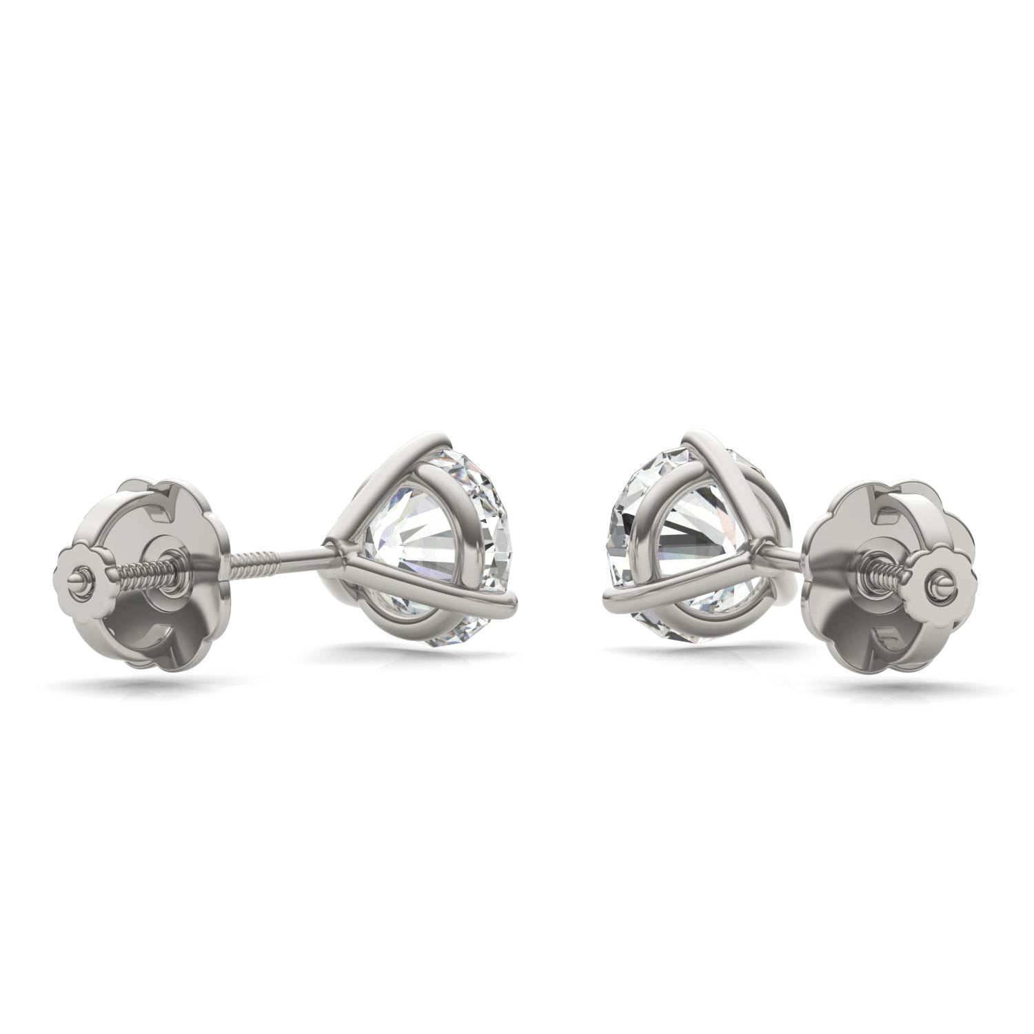 2.00 CTW DEW Round Forever One™ Moissanite Three Prong Martini Stud Screw-Back Earrings