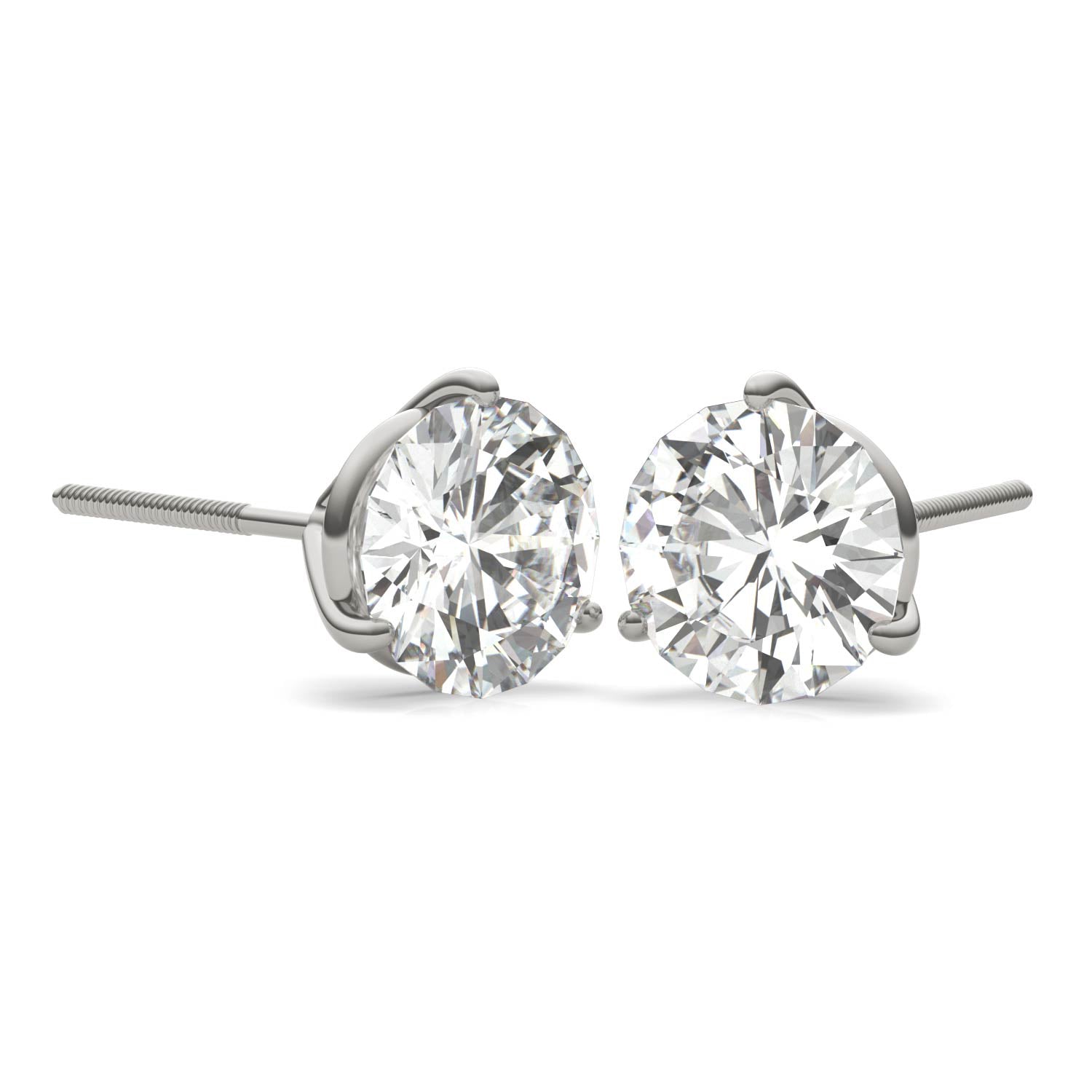 3.00 CTW DEW Round Forever One™ Moissanite Three Prong Martini Stud Earrings
