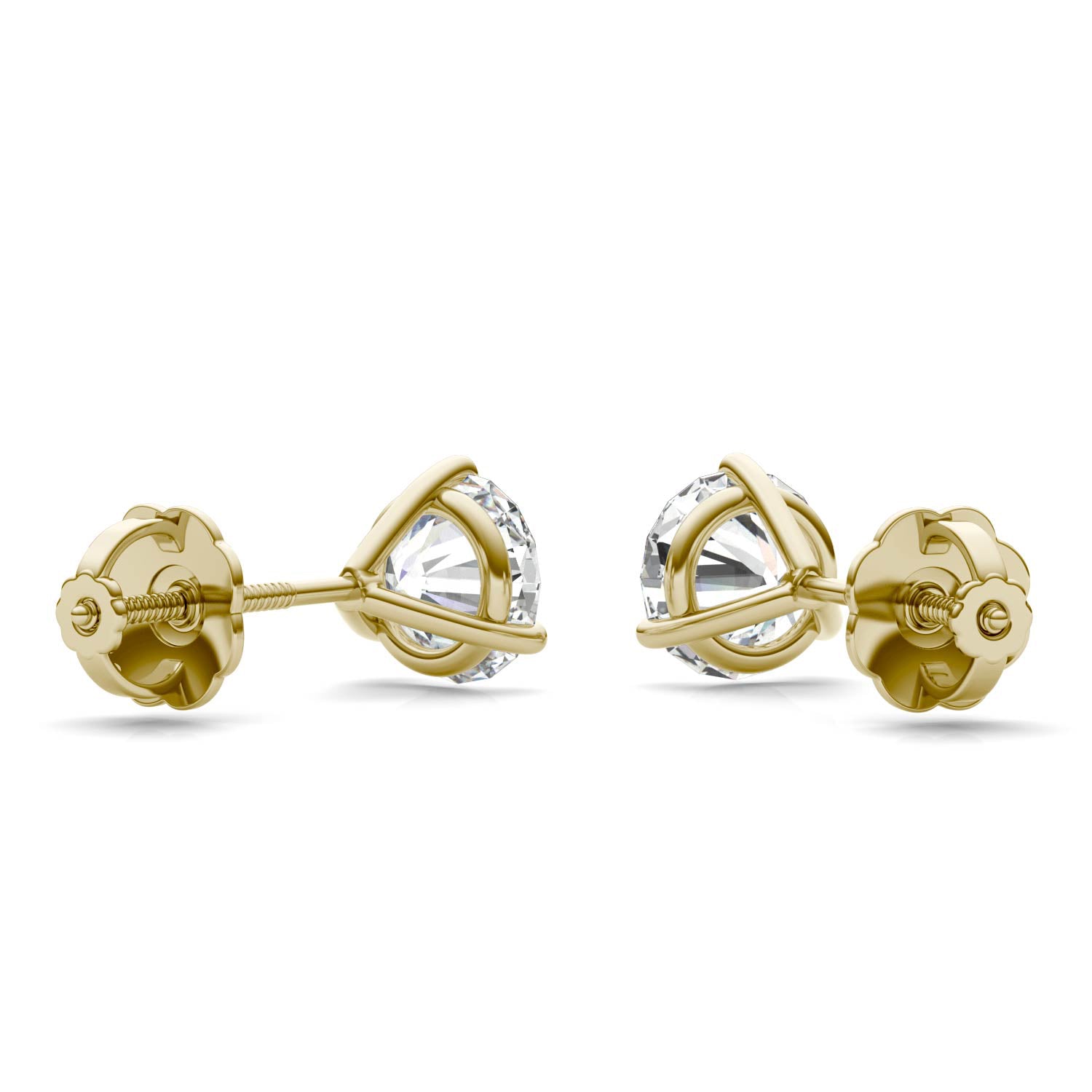 2.00 CTW DEW Round Forever One™ Moissanite Three Prong Martini Stud Screw-Back Earrings