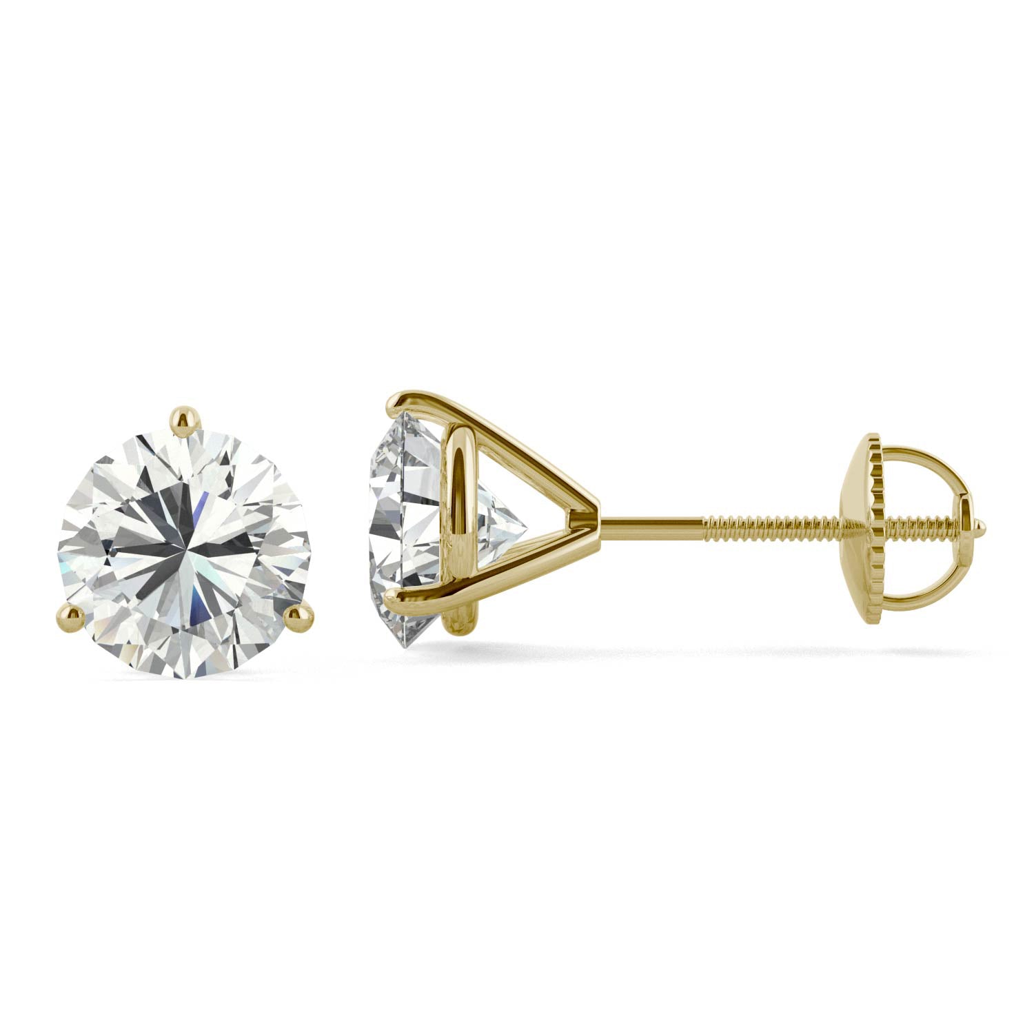 3.00 CTW DEW Round Forever One™ Moissanite Three Prong Martini Stud Earrings