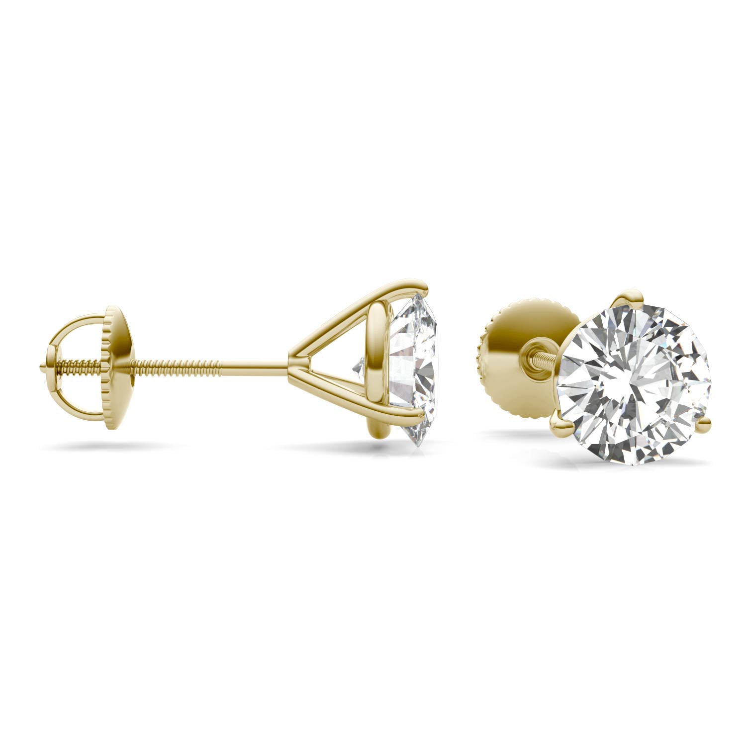 3.00 CTW DEW Round Forever One™ Moissanite Three Prong Martini Stud Earrings
