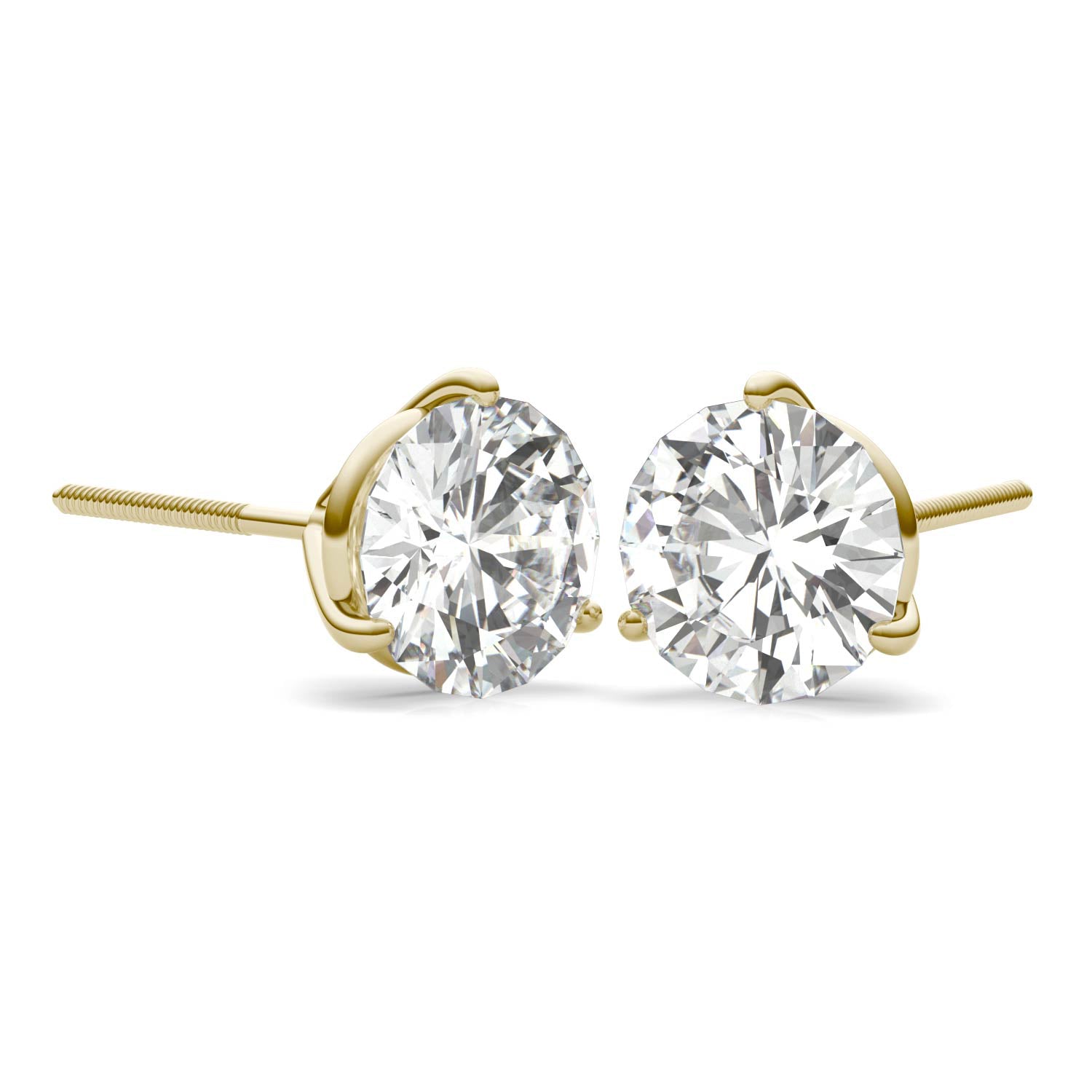 3.00 CTW DEW Round Forever One™ Moissanite Three Prong Martini Stud Earrings