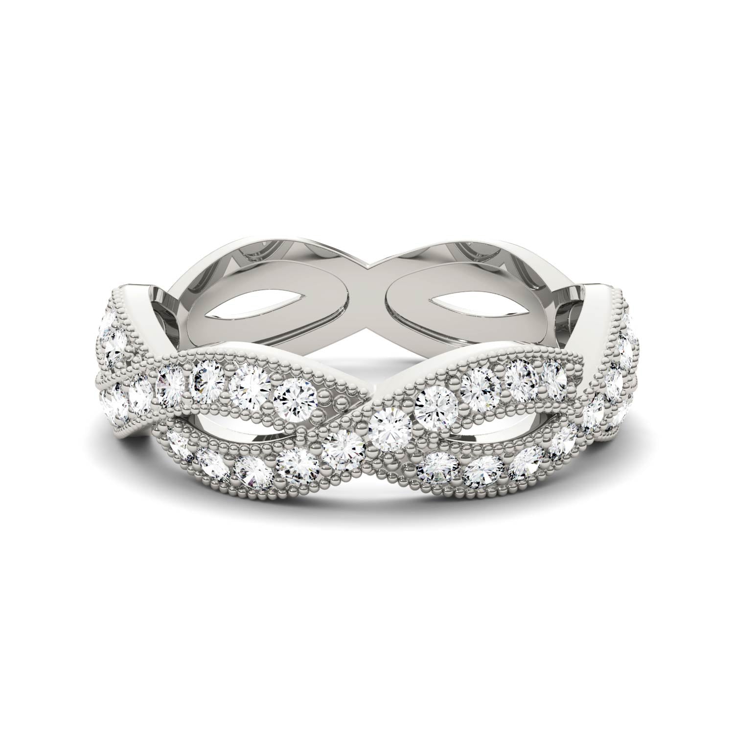 0.53 CTW DEW Round Forever One™ Moissanite Twist Milgrain Ring