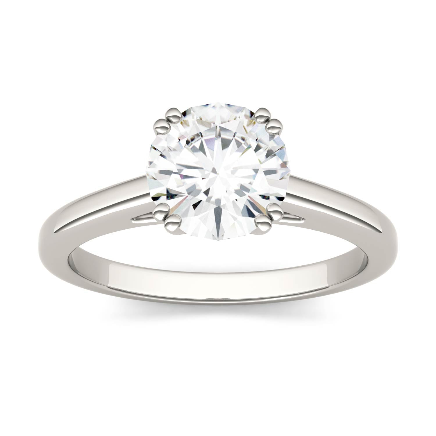 1.50 CTW DEW Round Forever One™ Moissanite Double Prong Solitaire Engagement Ring