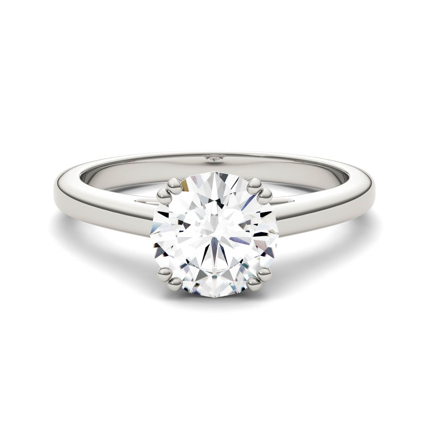 1.50 CTW DEW Round Forever One™ Moissanite Double Prong Solitaire Engagement Ring