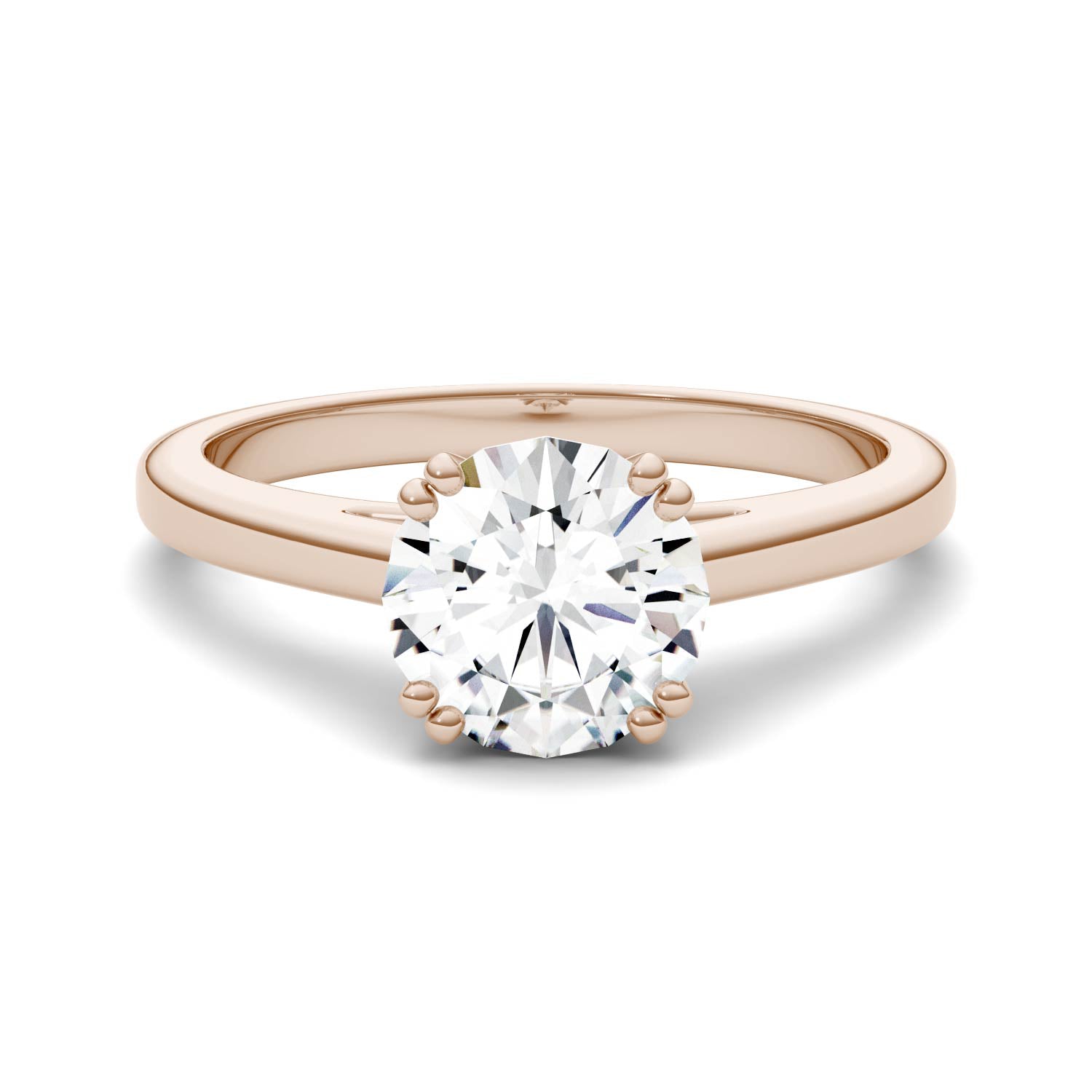 1.50 CTW DEW Round Forever One™ Moissanite Double Prong Solitaire Engagement Ring