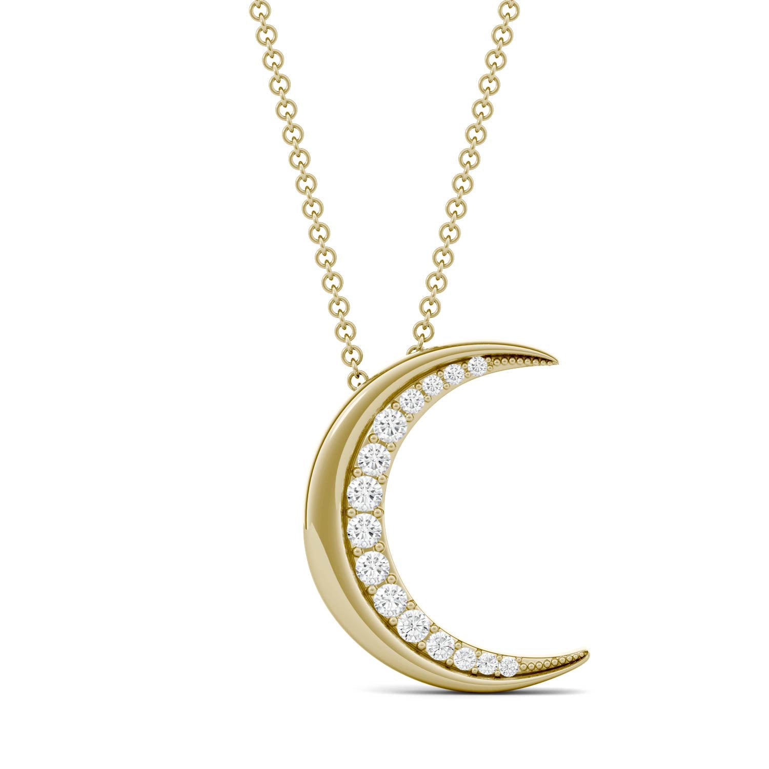 0.19 CTW DEW Round Forever One™ Moissanite Moon Necklace