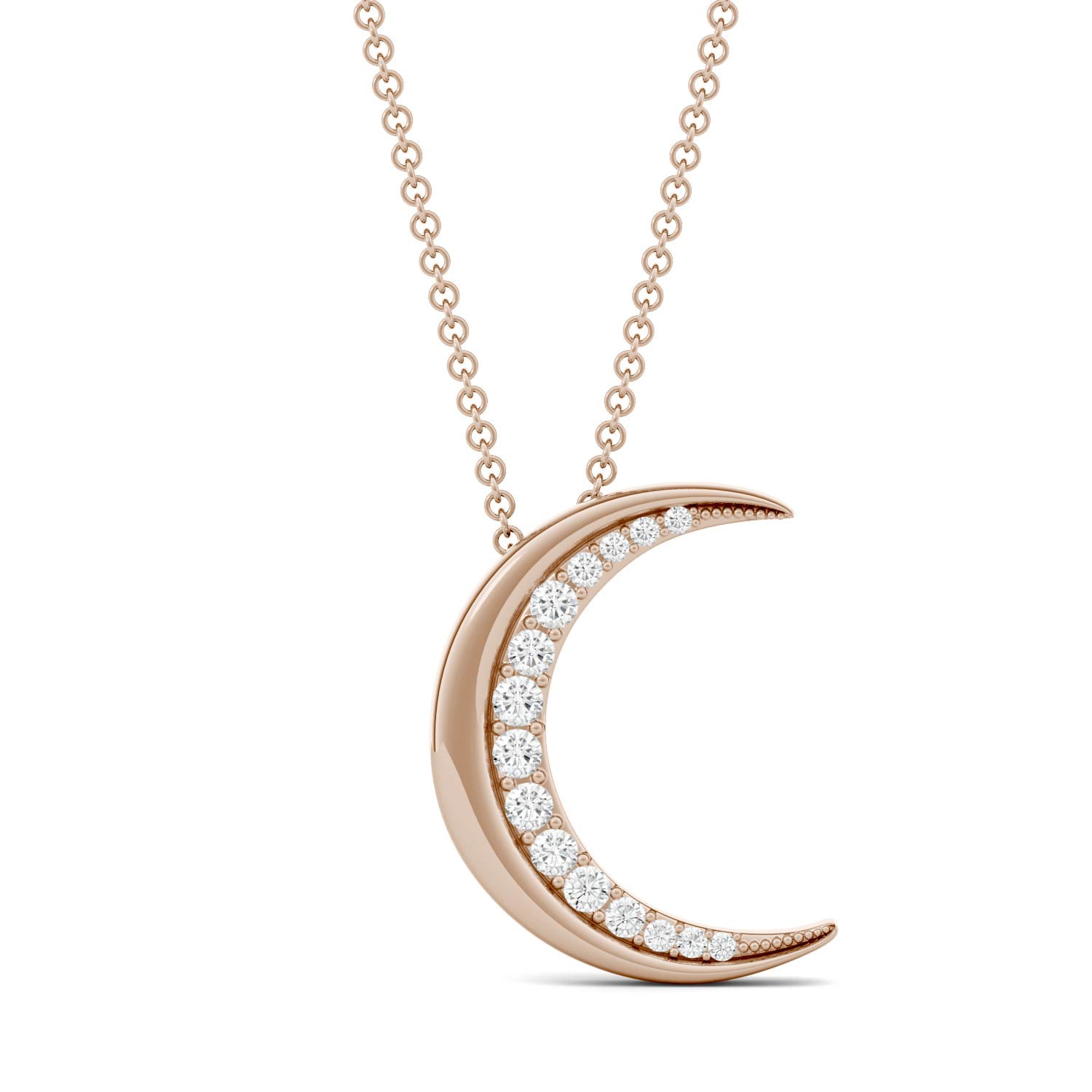 0.19 CTW DEW Round Forever One™ Moissanite Moon Necklace