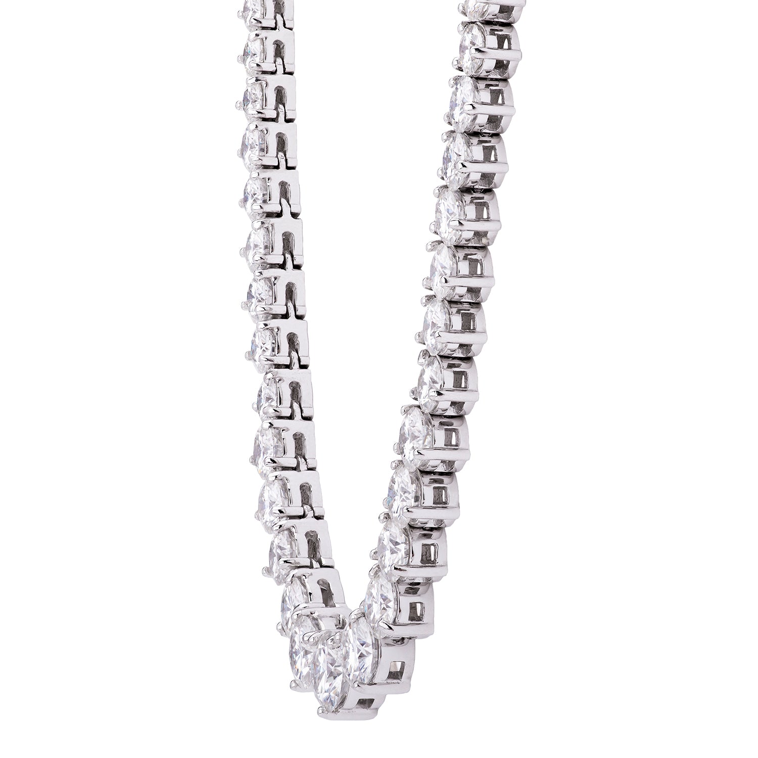 10.65 CTW DEW Round Forever One™ Moissanite Graduated Riviera Tennis Necklace