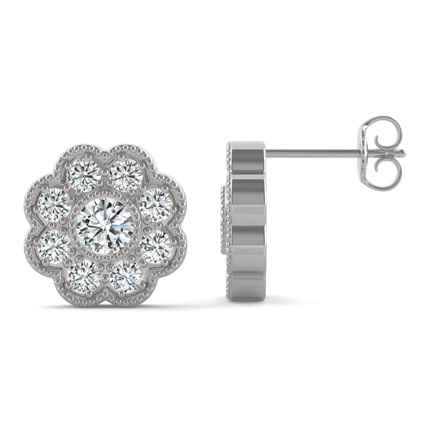 0.80 CTW DEW Round Forever Bright™ Moissanite Floral Earrings