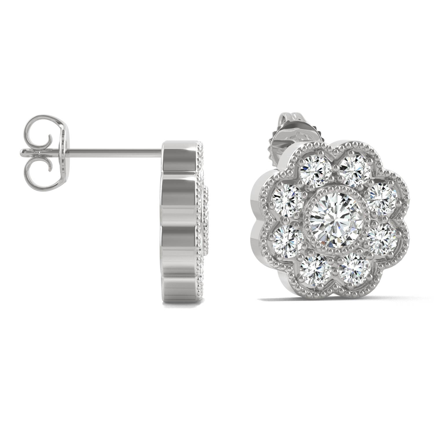 0.80 CTW DEW Round Forever Bright™ Moissanite Floral Earrings