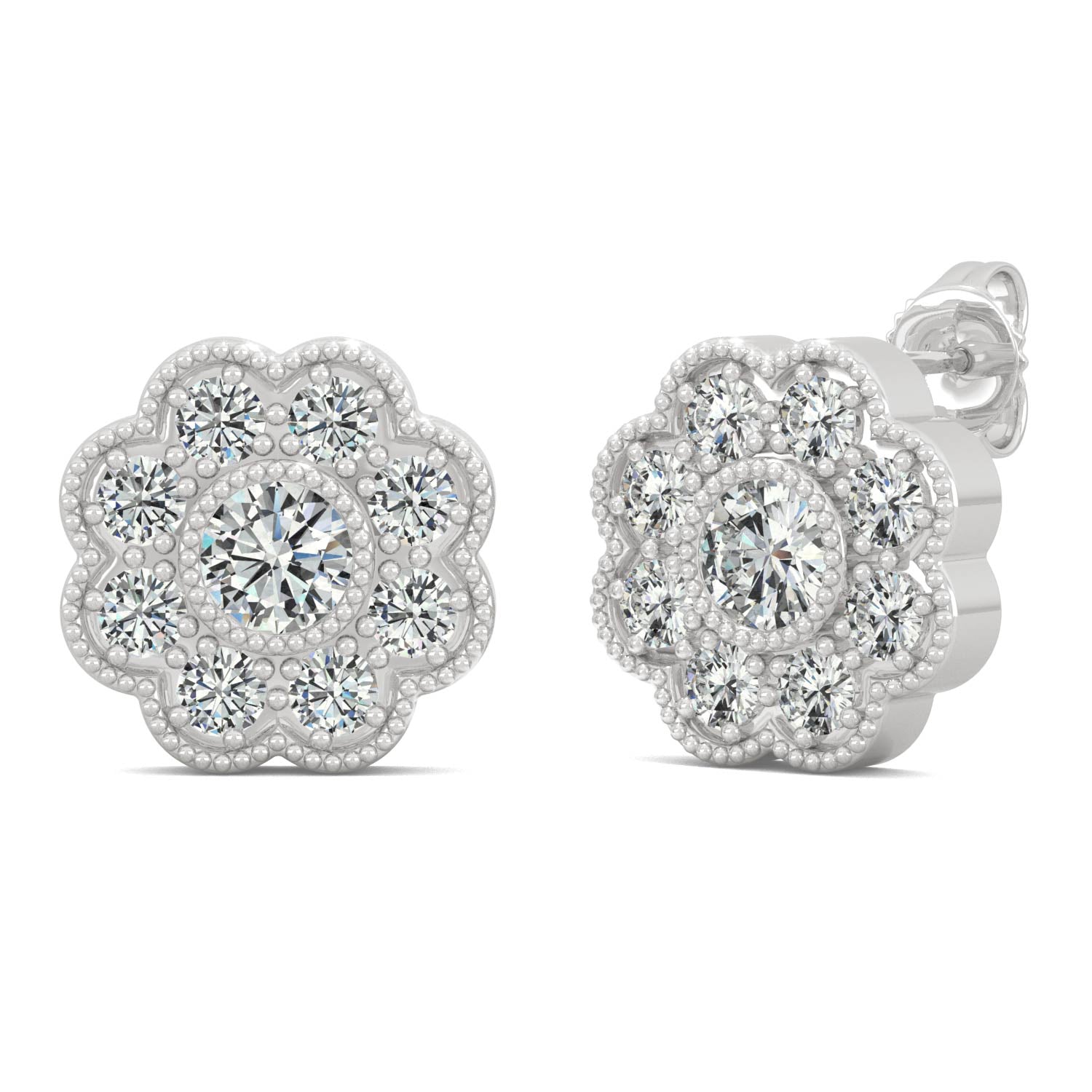 0.80 CTW DEW Round Forever Bright™ Moissanite Floral Earrings