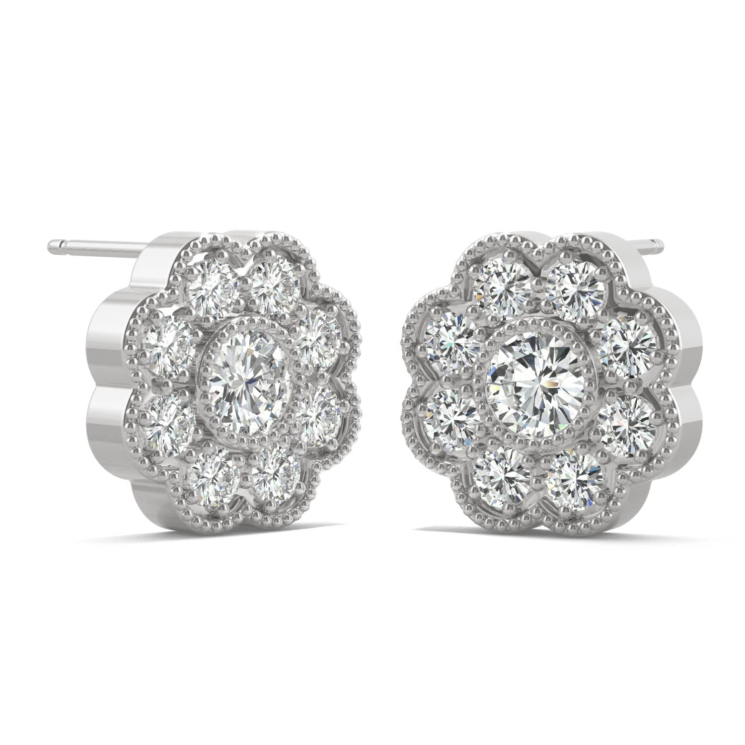 0.80 CTW DEW Round Forever Bright™ Moissanite Floral Earrings