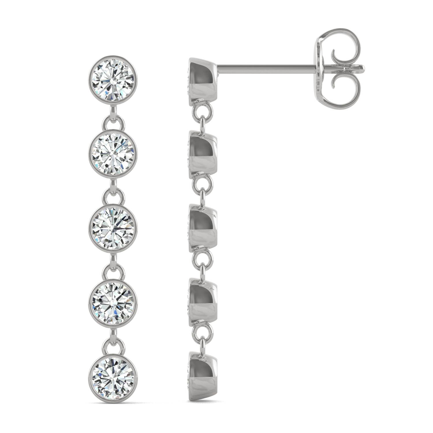 1.00 CTW DEW Round Forever Bright™ Moissanite Bezel Drop Earrings