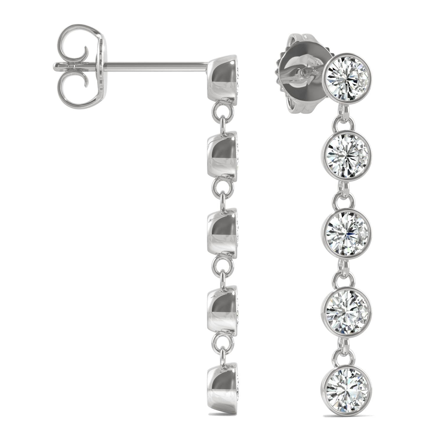 1.00 CTW DEW Round Forever Bright™ Moissanite Bezel Drop Earrings