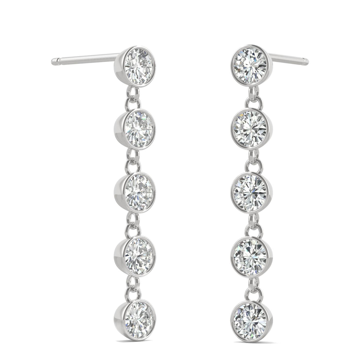 1.00 CTW DEW Round Forever Bright™ Moissanite Bezel Drop Earrings