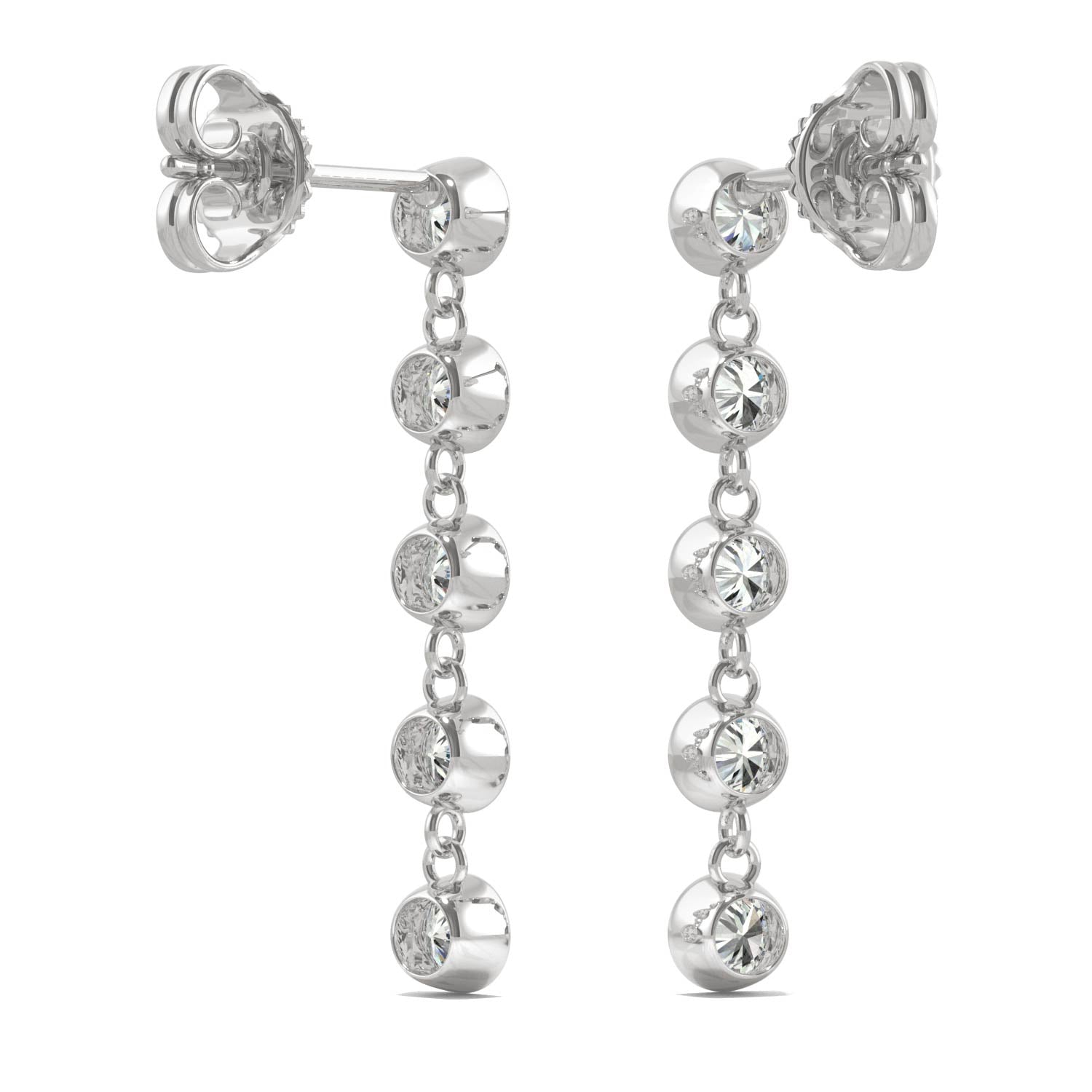 1.00 CTW DEW Round Forever Bright™ Moissanite Bezel Drop Earrings