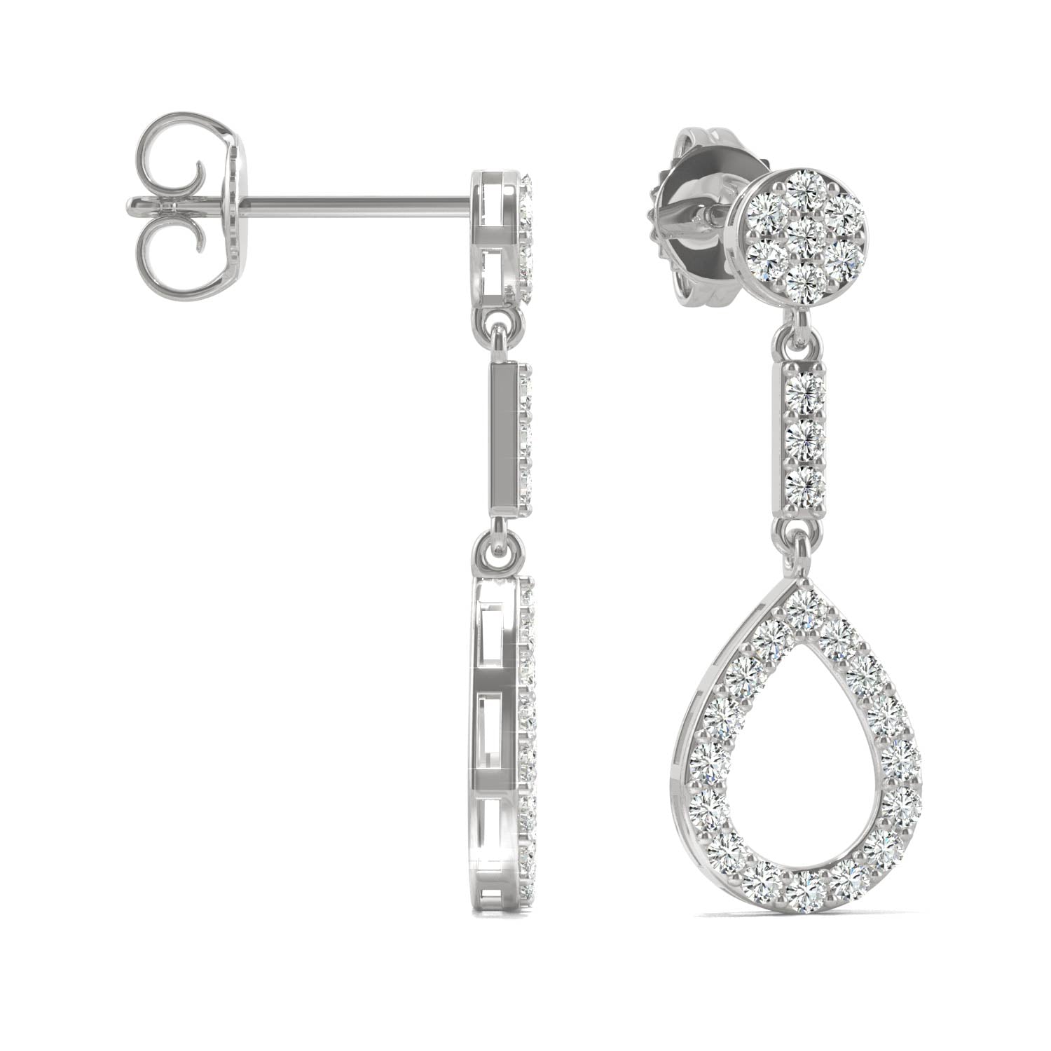 0.52 CTW DEW Round Forever Bright™ Moissanite Tear Drop Earrings