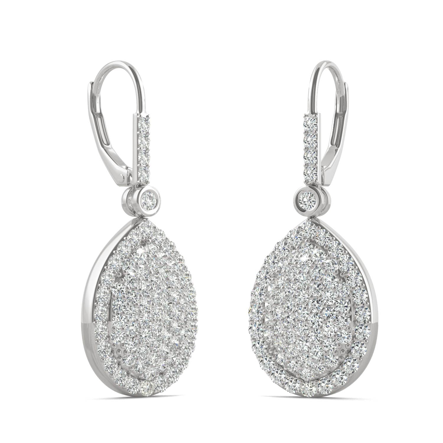 2.00 CTW DEW Round Forever Bright™ Moissanite Teardrop Pavé Leverback Earrings