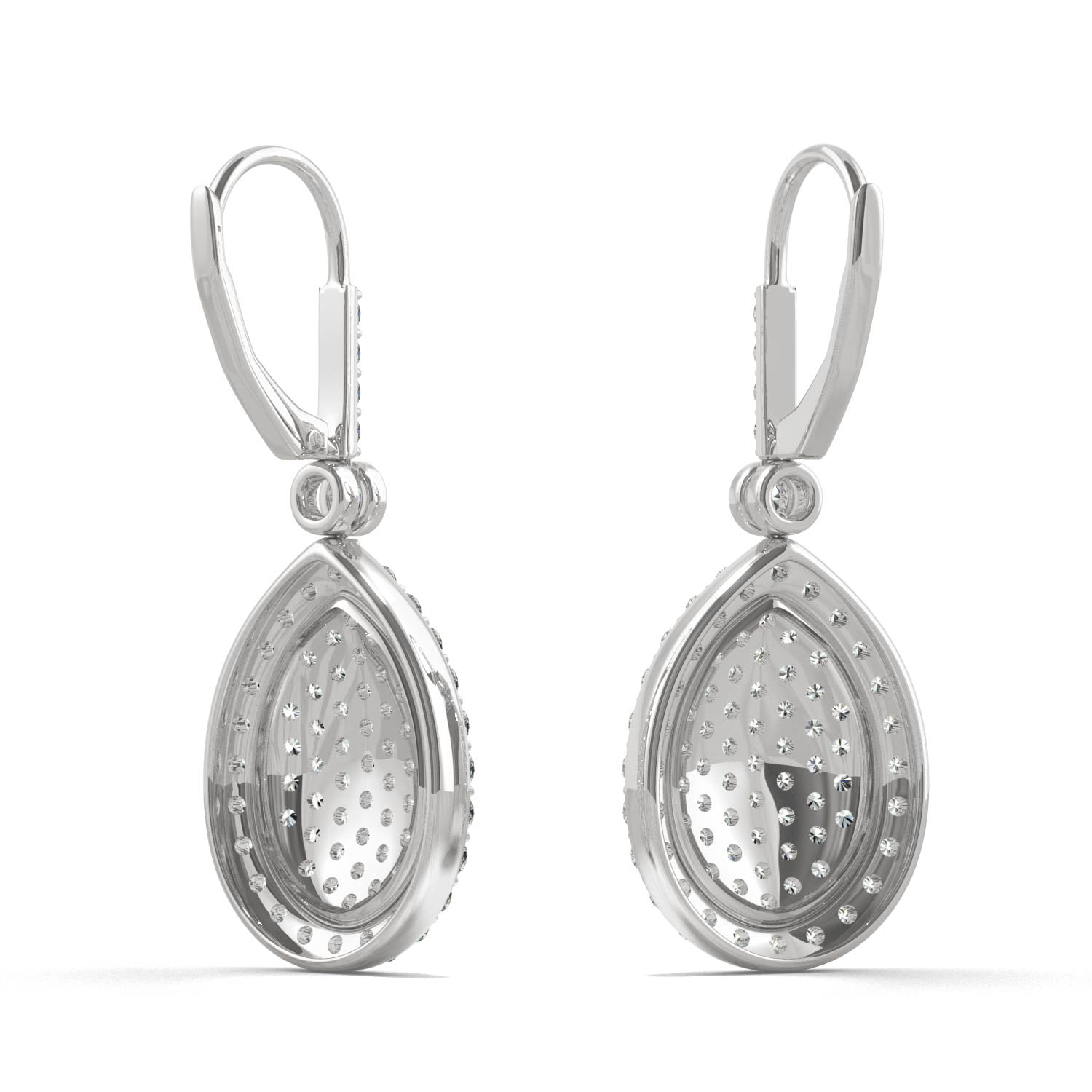 2.00 CTW DEW Round Forever Bright™ Moissanite Teardrop Pavé Leverback Earrings