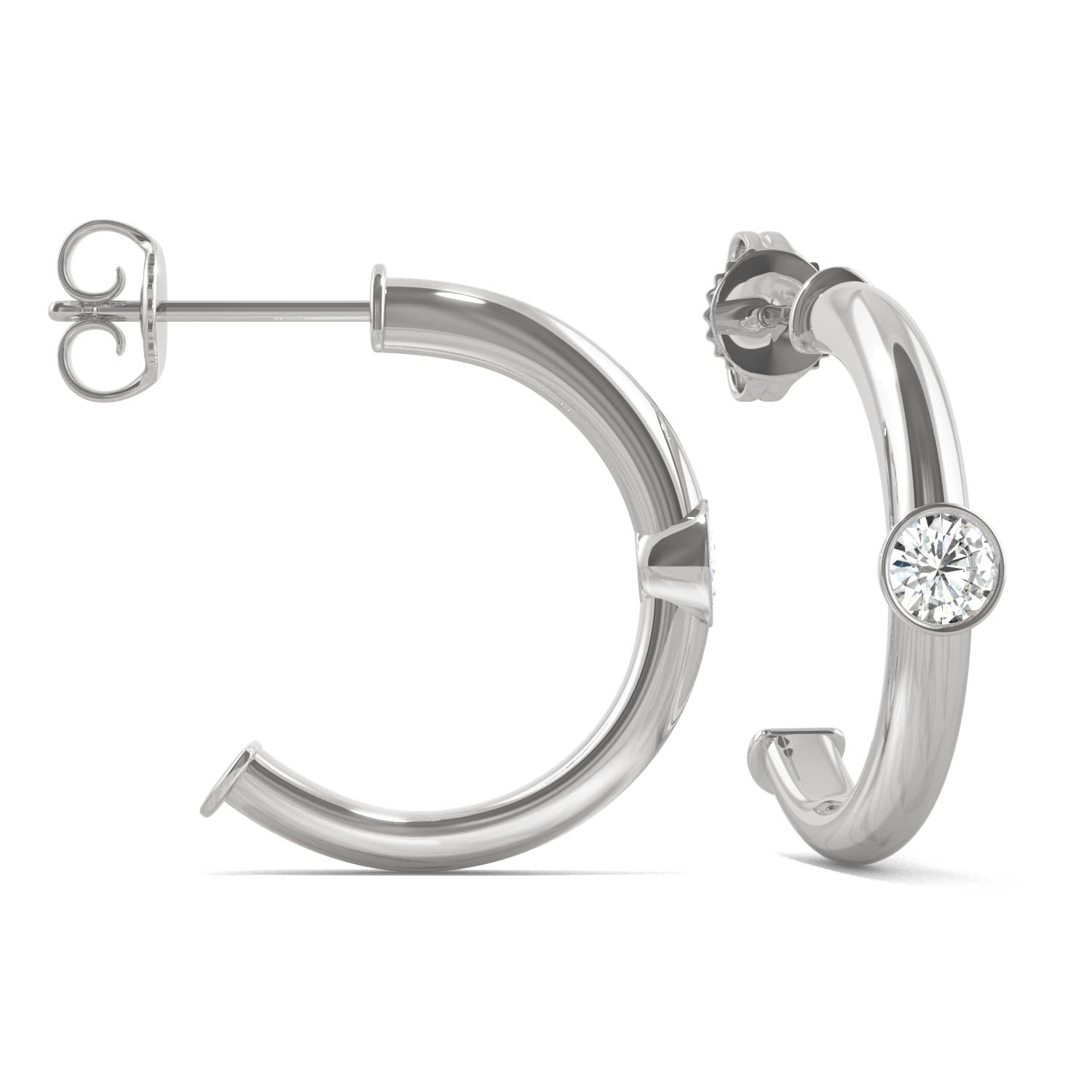0.32 CTW DEW Round Forever Bright™ Moissanite Bezel Jhoop Earrings