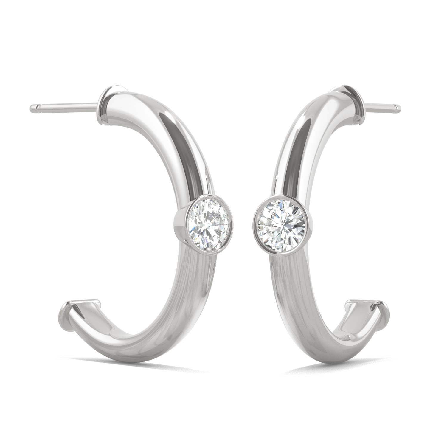 0.32 CTW DEW Round Forever Bright™ Moissanite Bezel Jhoop Earrings