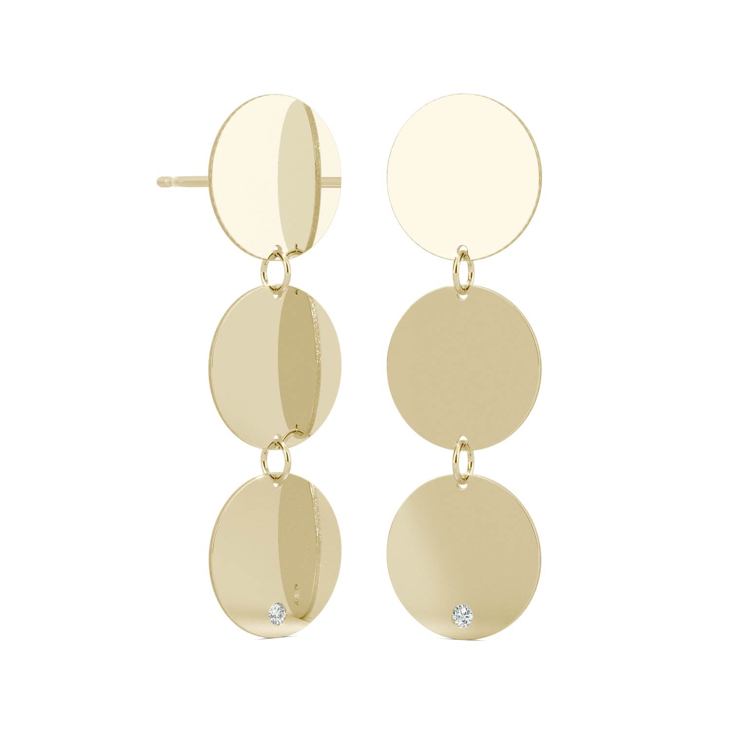 0.03 CTW DEW Round Forever One™ Moissanite Ouro Collection Drop Disc Trio Earrings