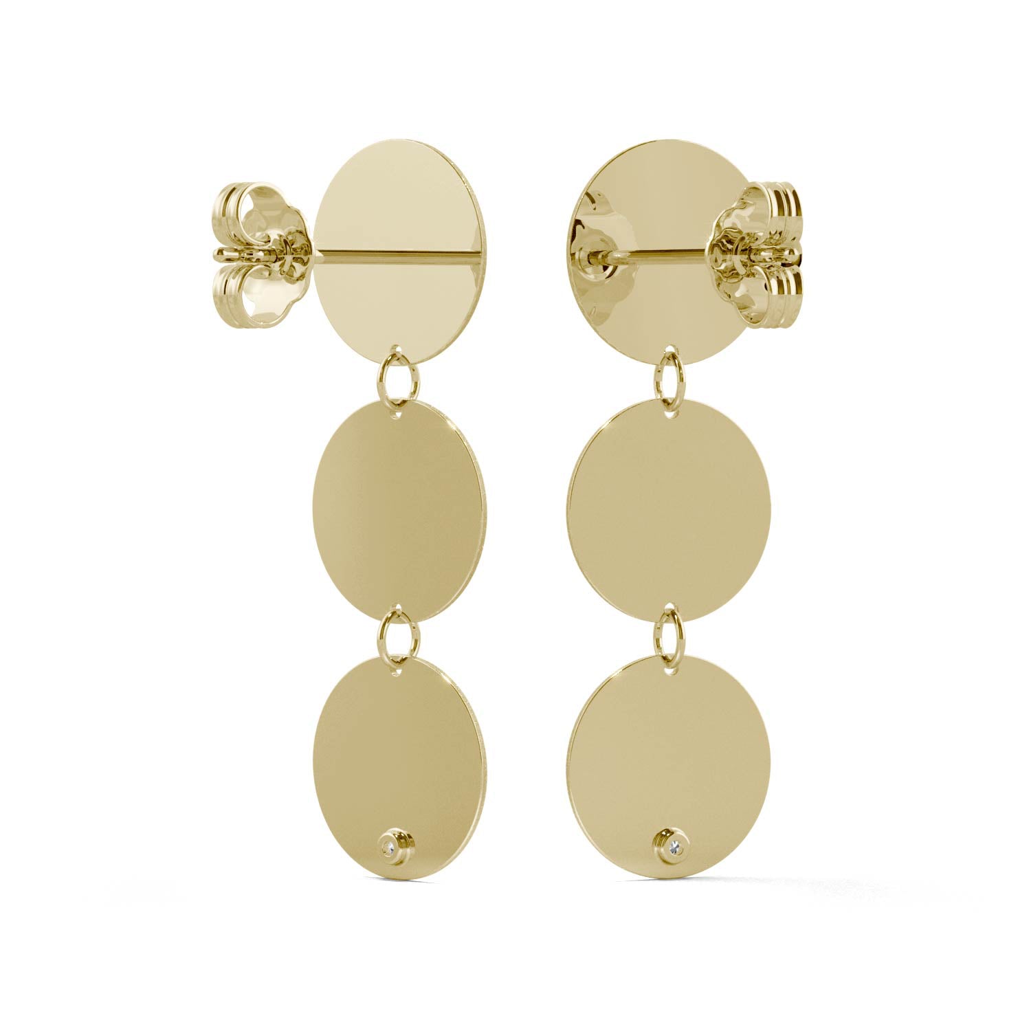 0.03 CTW DEW Round Forever One™ Moissanite Ouro Collection Drop Disc Trio Earrings