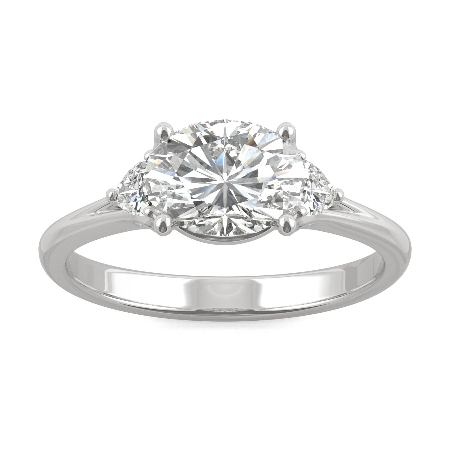 1.69 CTW DEW Oval Forever One™ Moissanite Signature East-West Oval Three Stone Ring