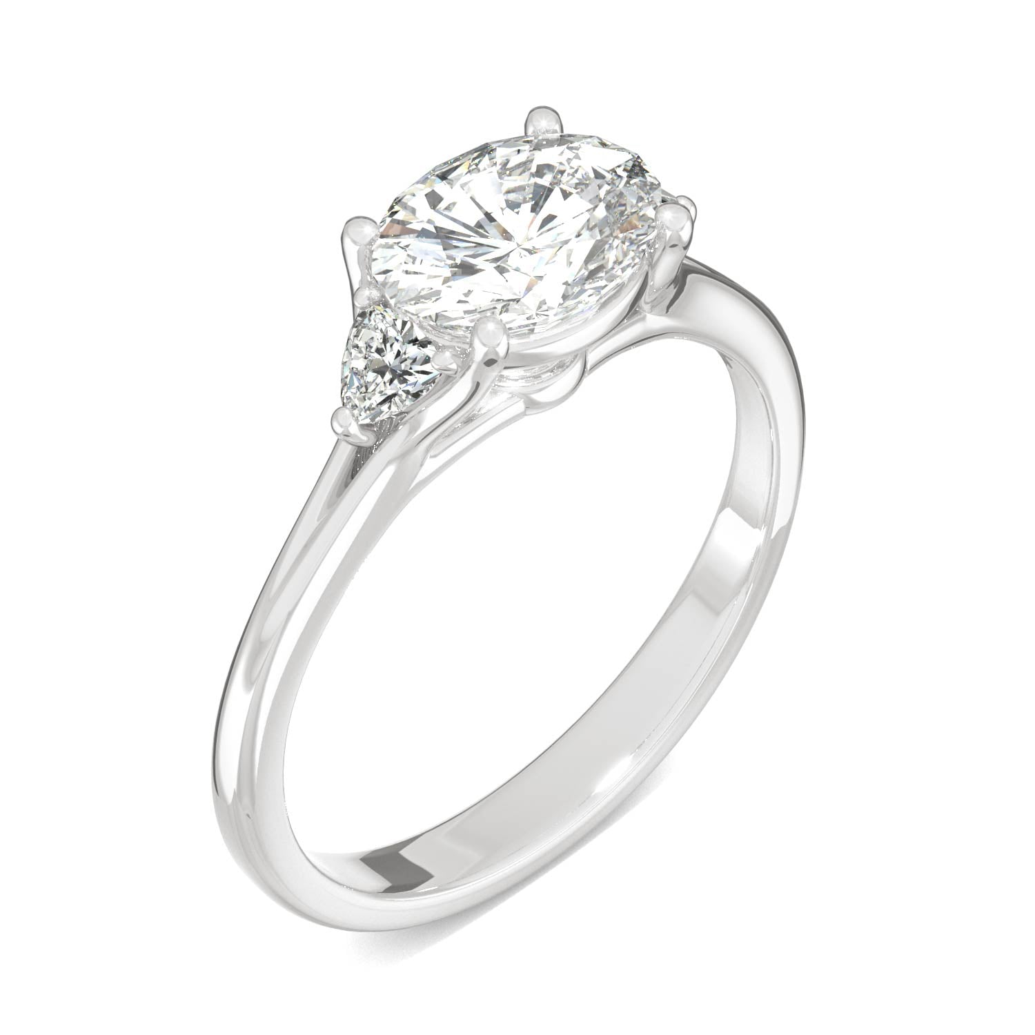 1.69 CTW DEW Oval Forever One™ Moissanite Signature East-West Oval Three Stone Ring