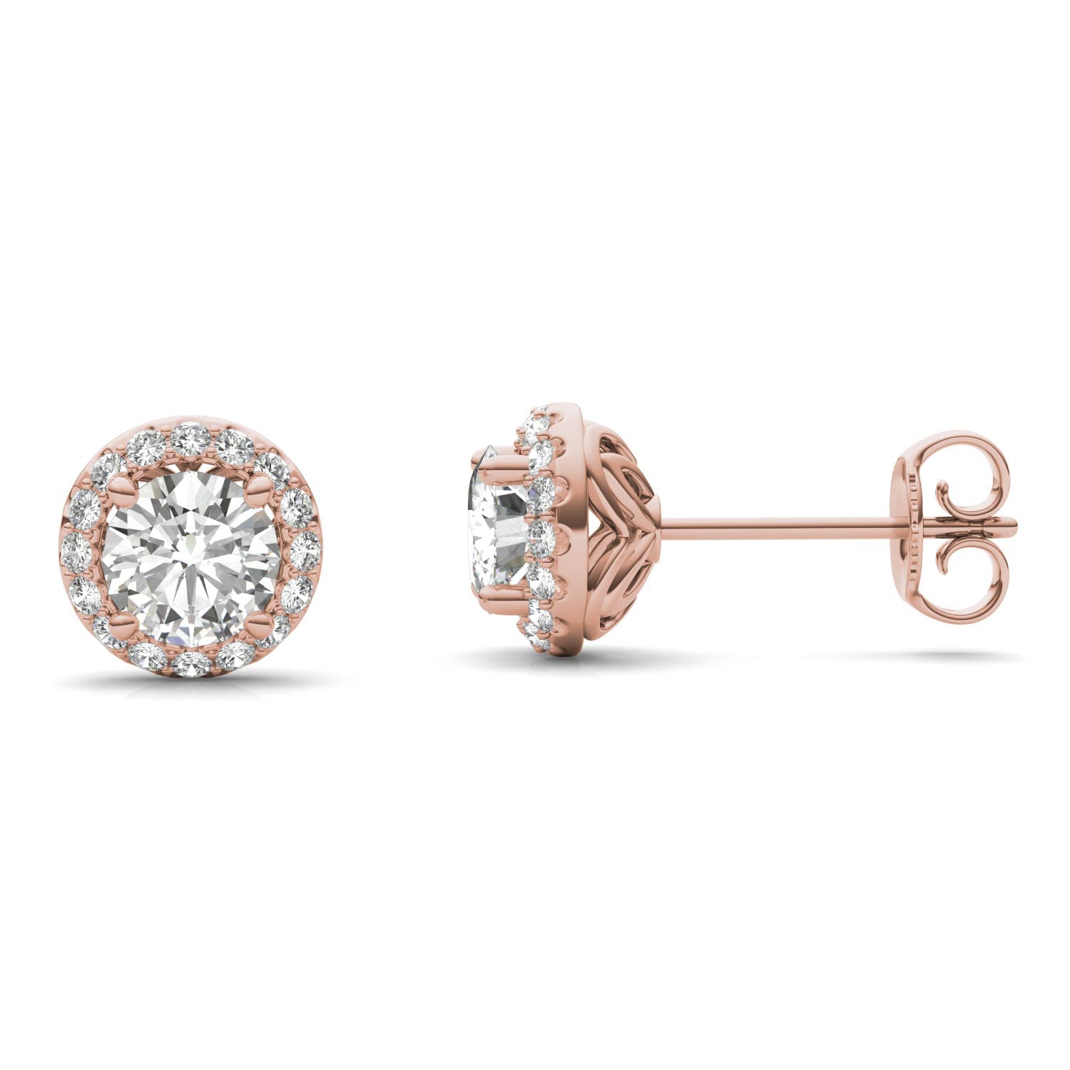 1.18 CTW DEW Round Forever One™ Moissanite Signature Halo Earrings
