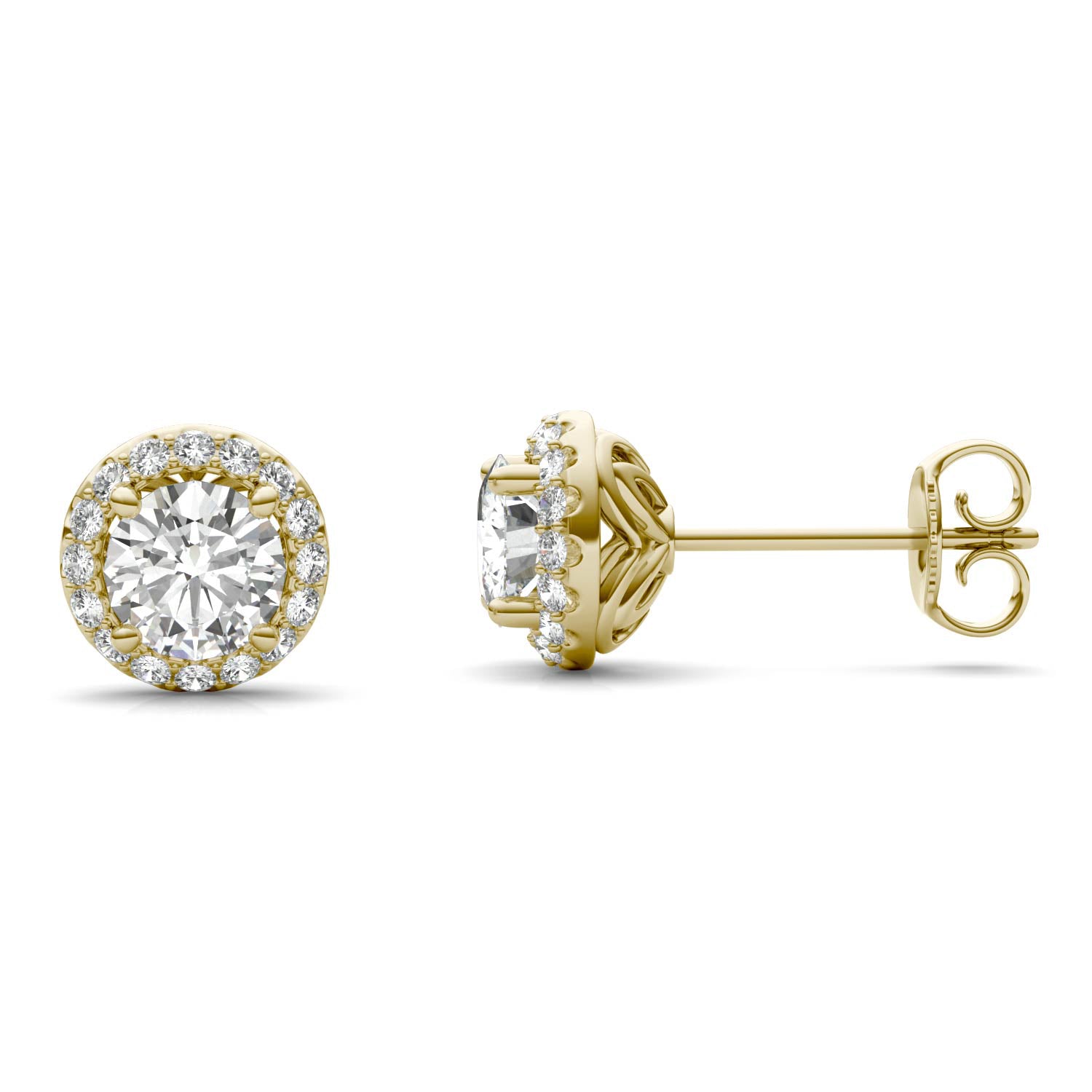 1.18 CTW DEW Round Forever One™ Moissanite Signature Halo Earrings