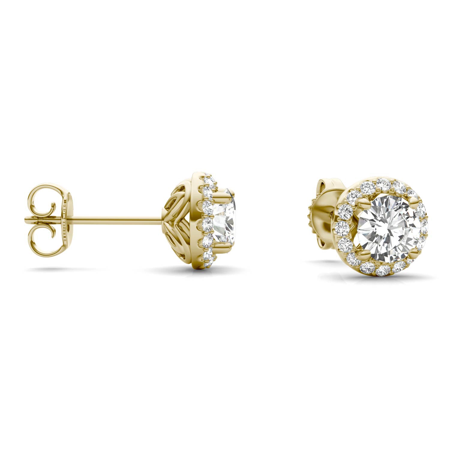 1.18 CTW DEW Round Forever One™ Moissanite Signature Halo Earrings
