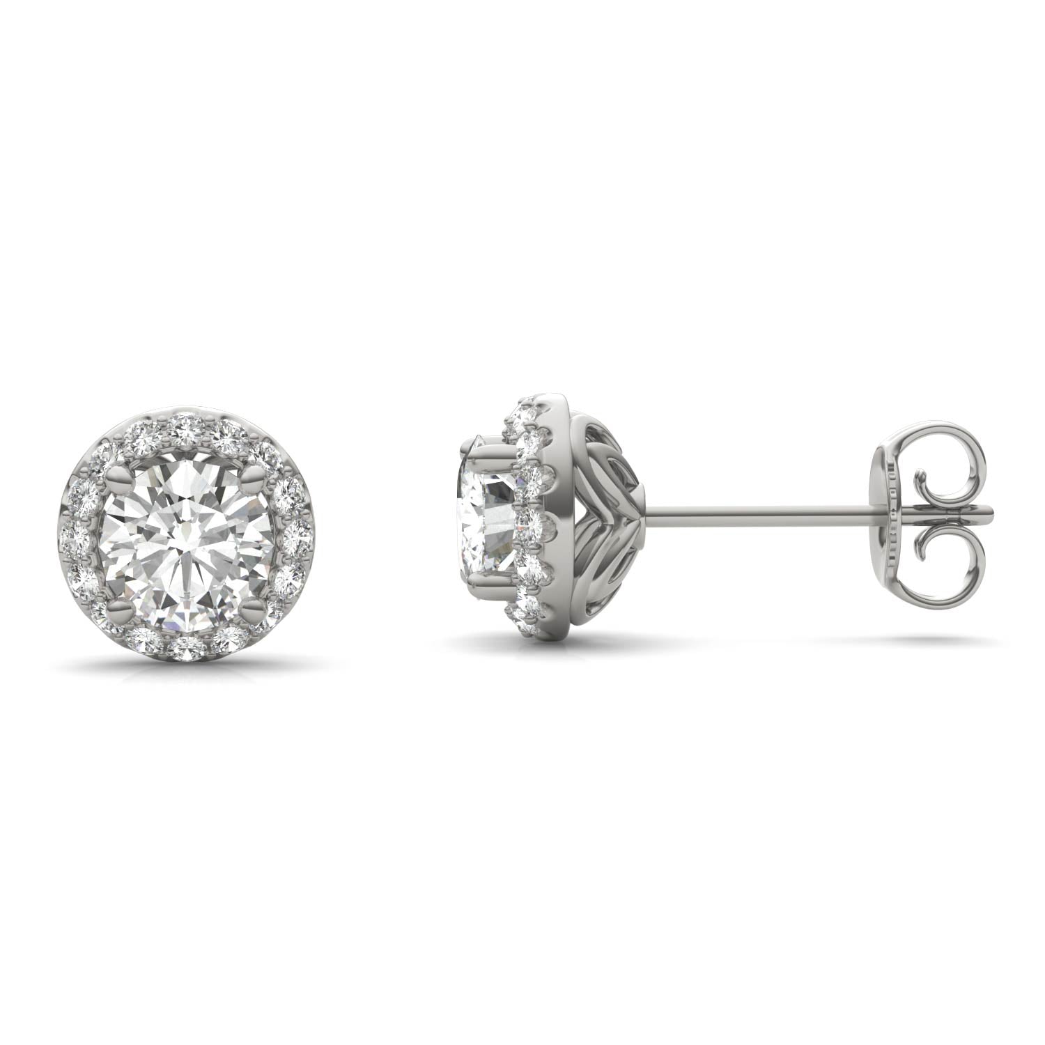 1.18 CTW DEW Round Forever One™ Moissanite Signature Halo Earrings