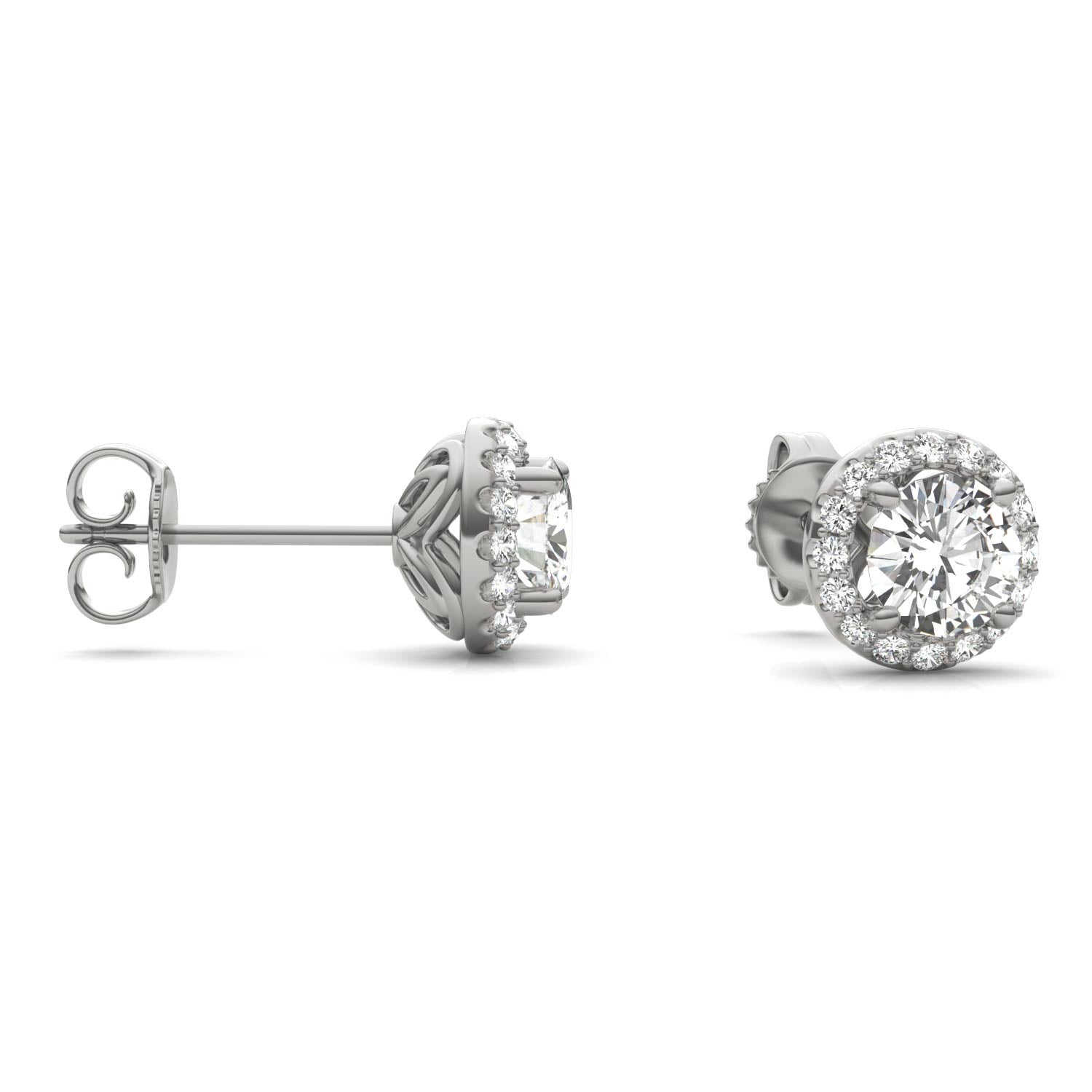 1.18 CTW DEW Round Forever One™ Moissanite Signature Halo Earrings