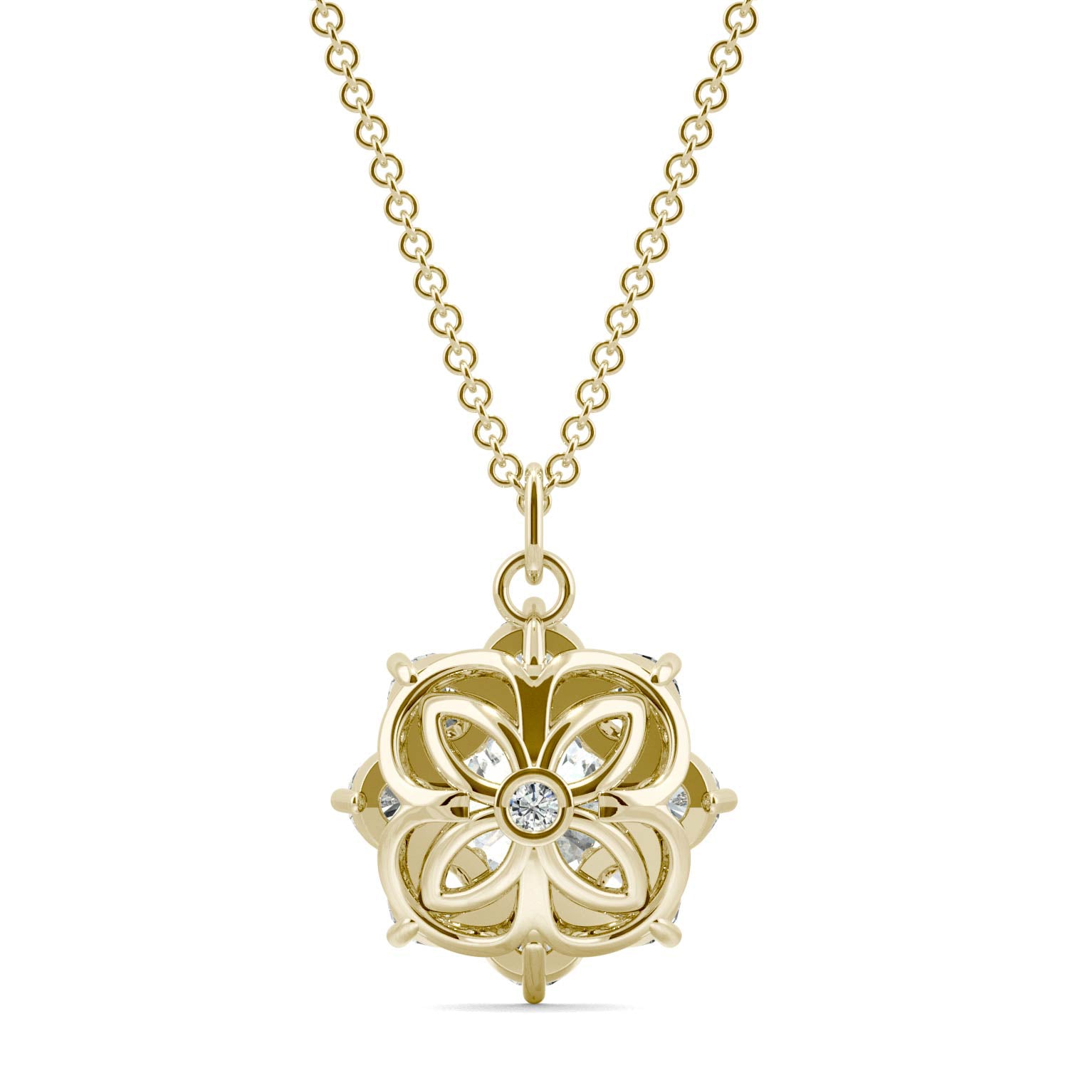 1.86 CTW DEW Round Forever One™ Moissanite Signature Cluster Halo Necklace