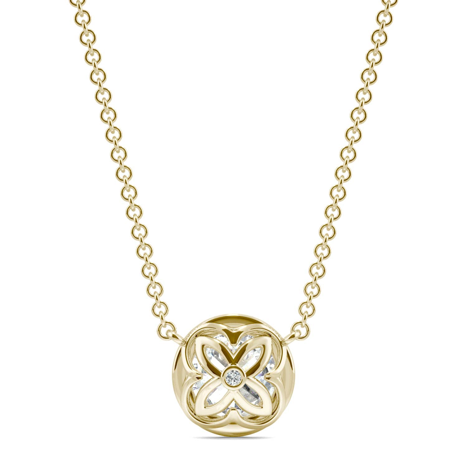 0.92 CTW DEW Round Forever One™ Moissanite Signature Cluster Halo Necklace