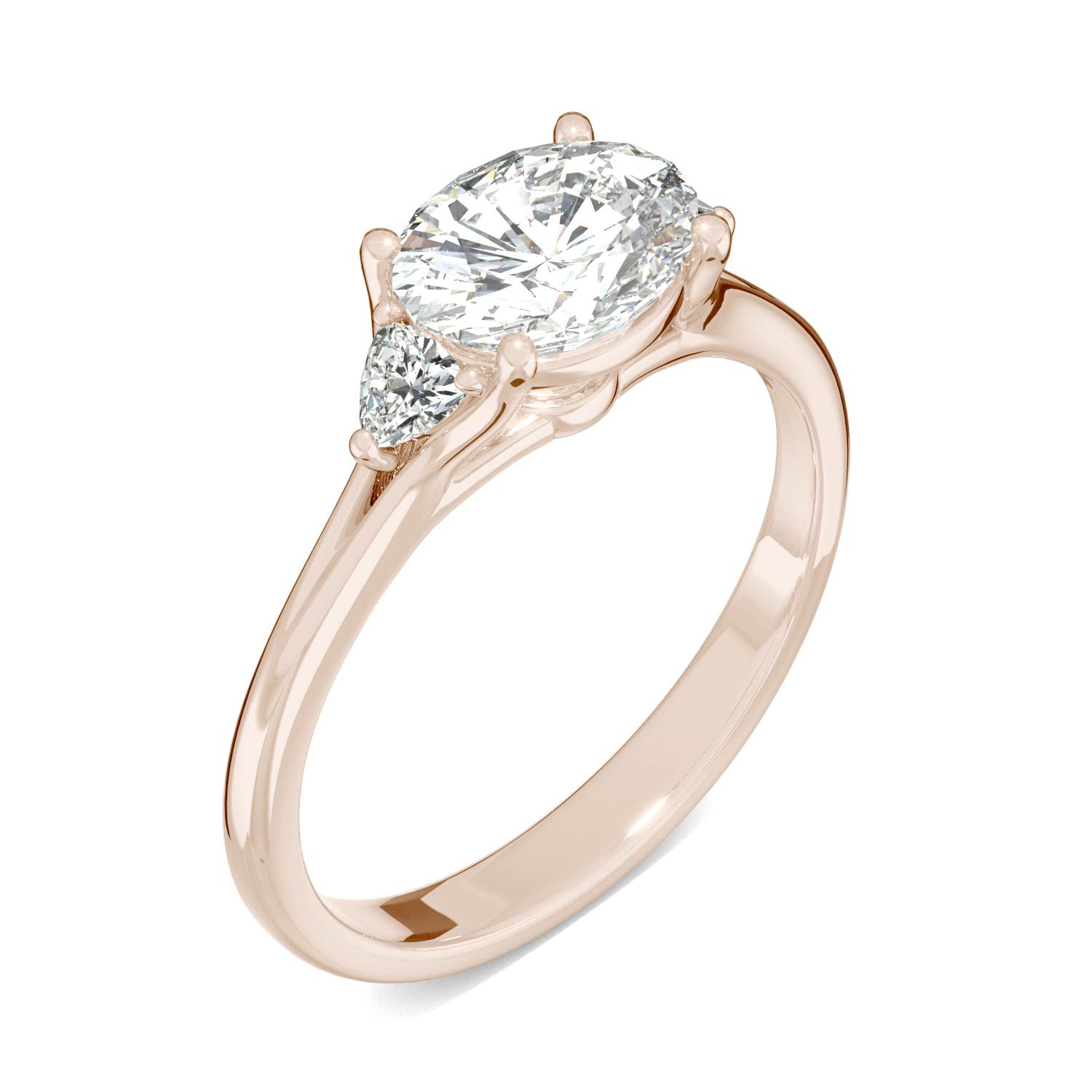 1.69 CTW DEW Oval Forever One™ Moissanite Signature East-West Oval Three Stone Ring