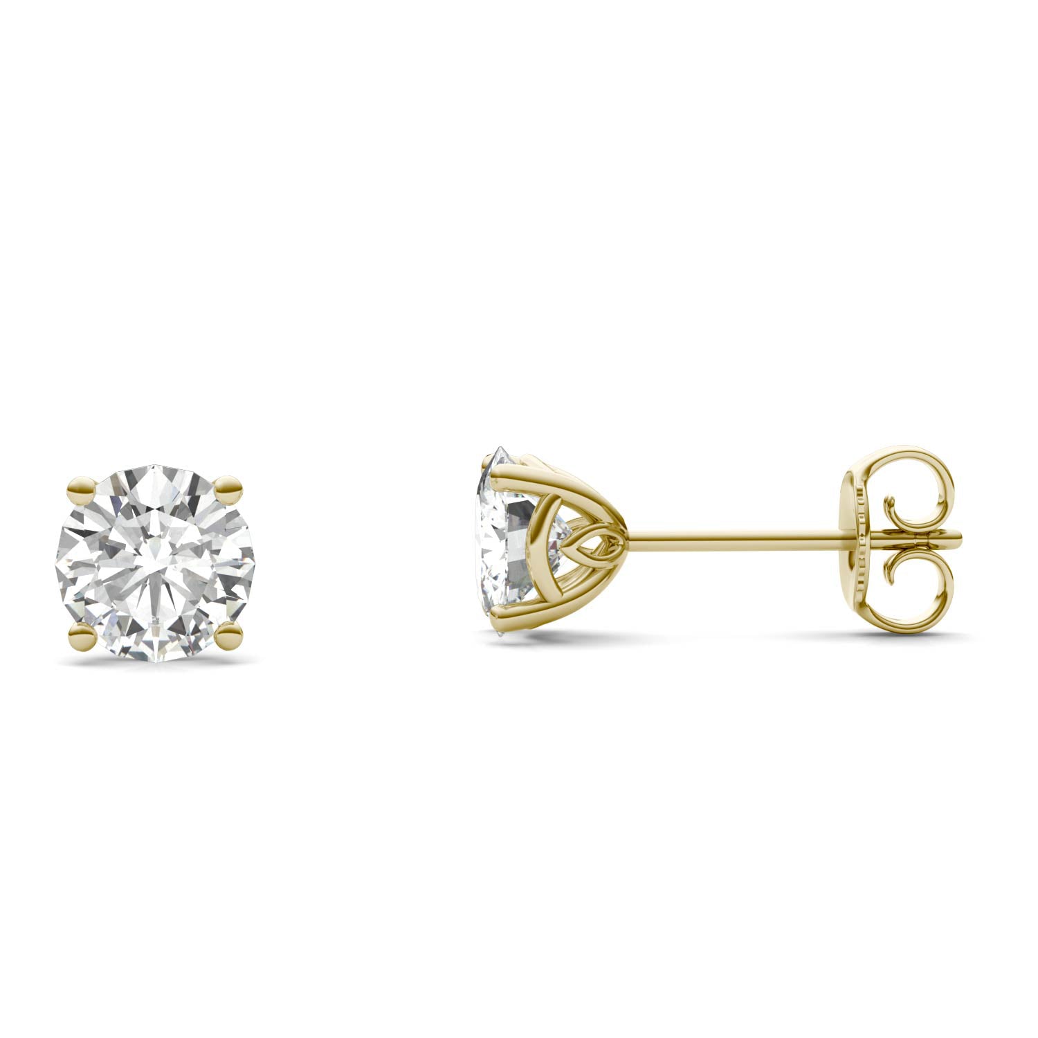 1.61 CTW DEW Round Forever One™ Signature Moissanite Basket Stud Earrings